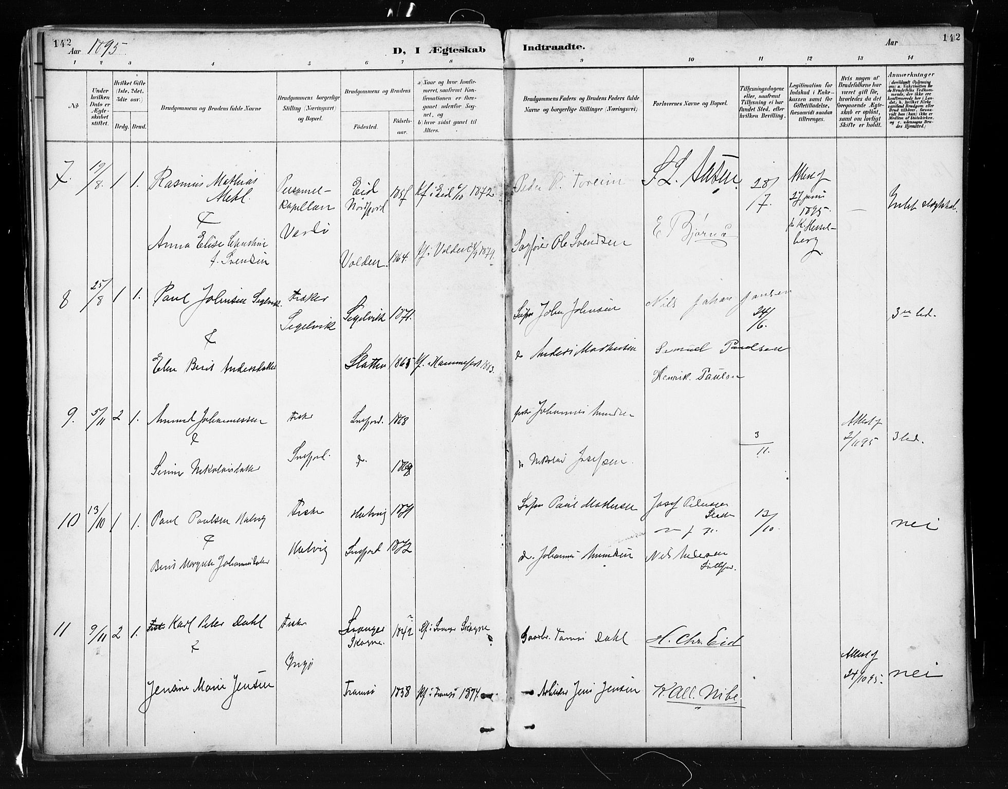 Måsøy sokneprestkontor, SATØ/S-1348/H/Ha/L0005kirke: Parish register (official) no. 5, 1892-1902, p. 142