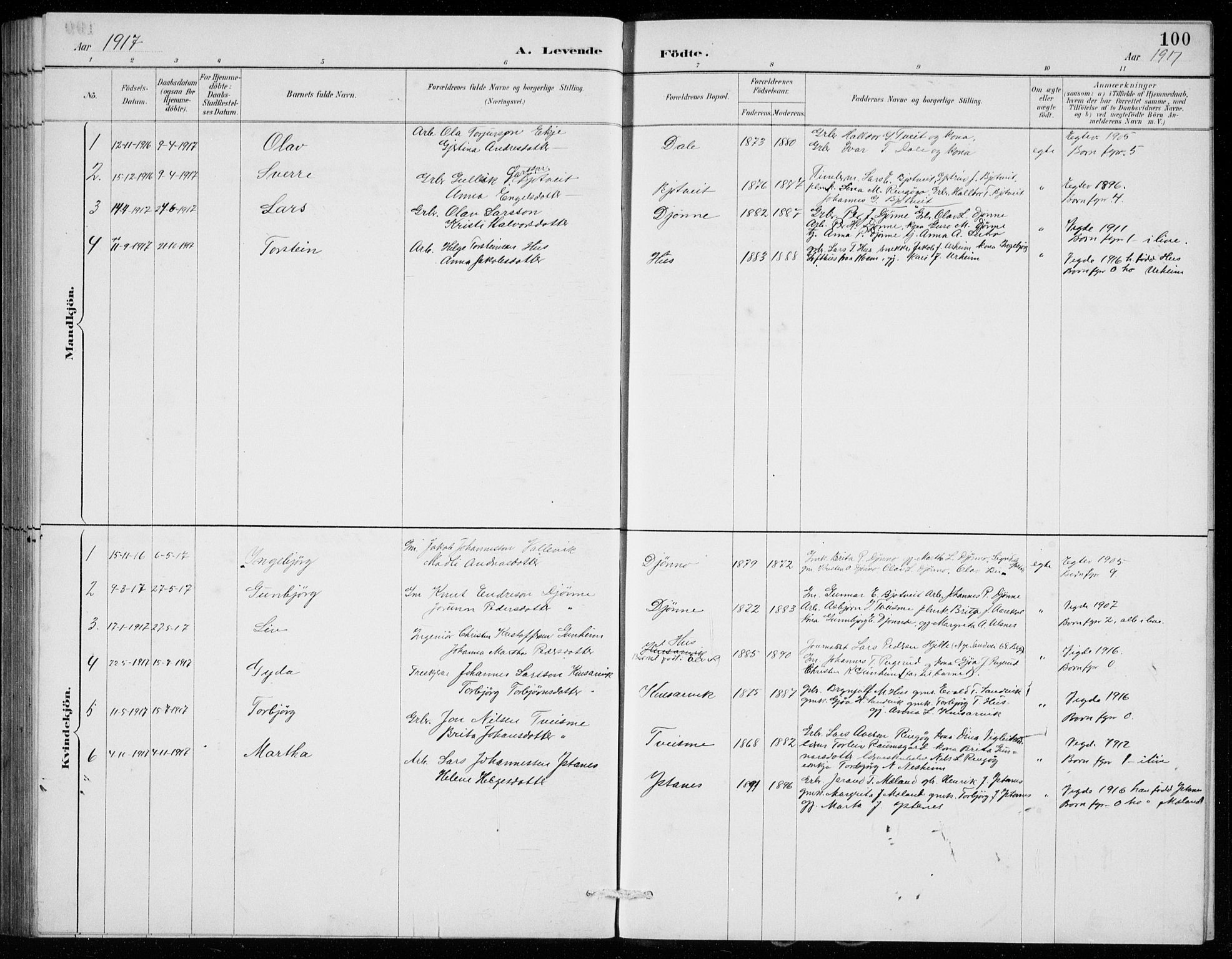 Ullensvang sokneprestembete, AV/SAB-A-78701/H/Hab: Parish register (copy) no. E  7, 1887-1929, p. 100