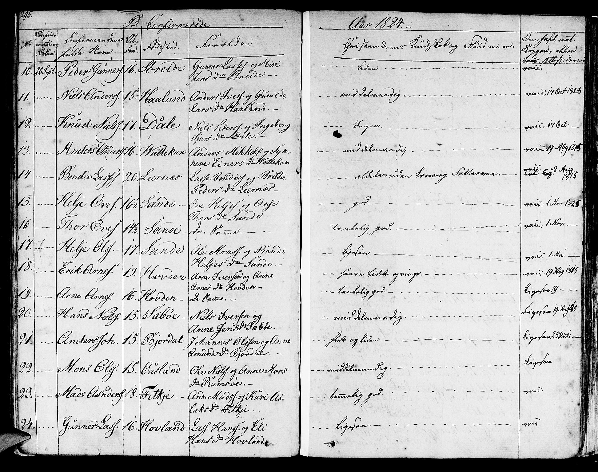 Lavik sokneprestembete, AV/SAB-A-80901: Parish register (official) no. A 2I, 1821-1842, p. 295