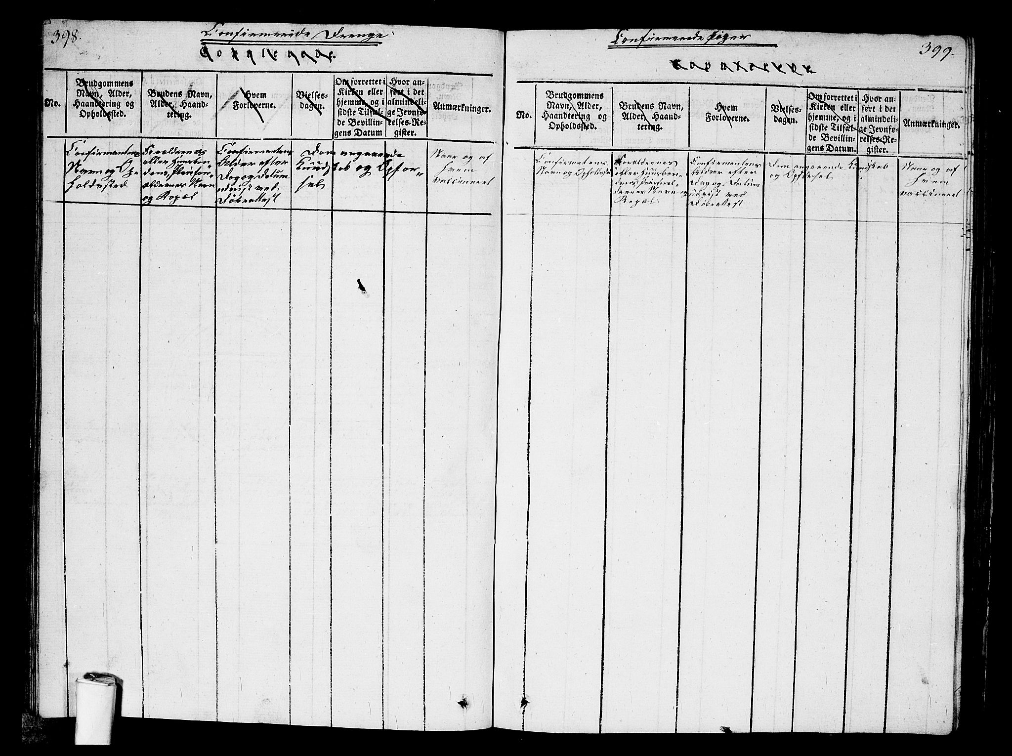 Kristiania tukthusprest Kirkebøker, AV/SAO-A-10881/G/Ga/L0001: Parish register (copy) no. 1, 1818-1857, p. 398-399