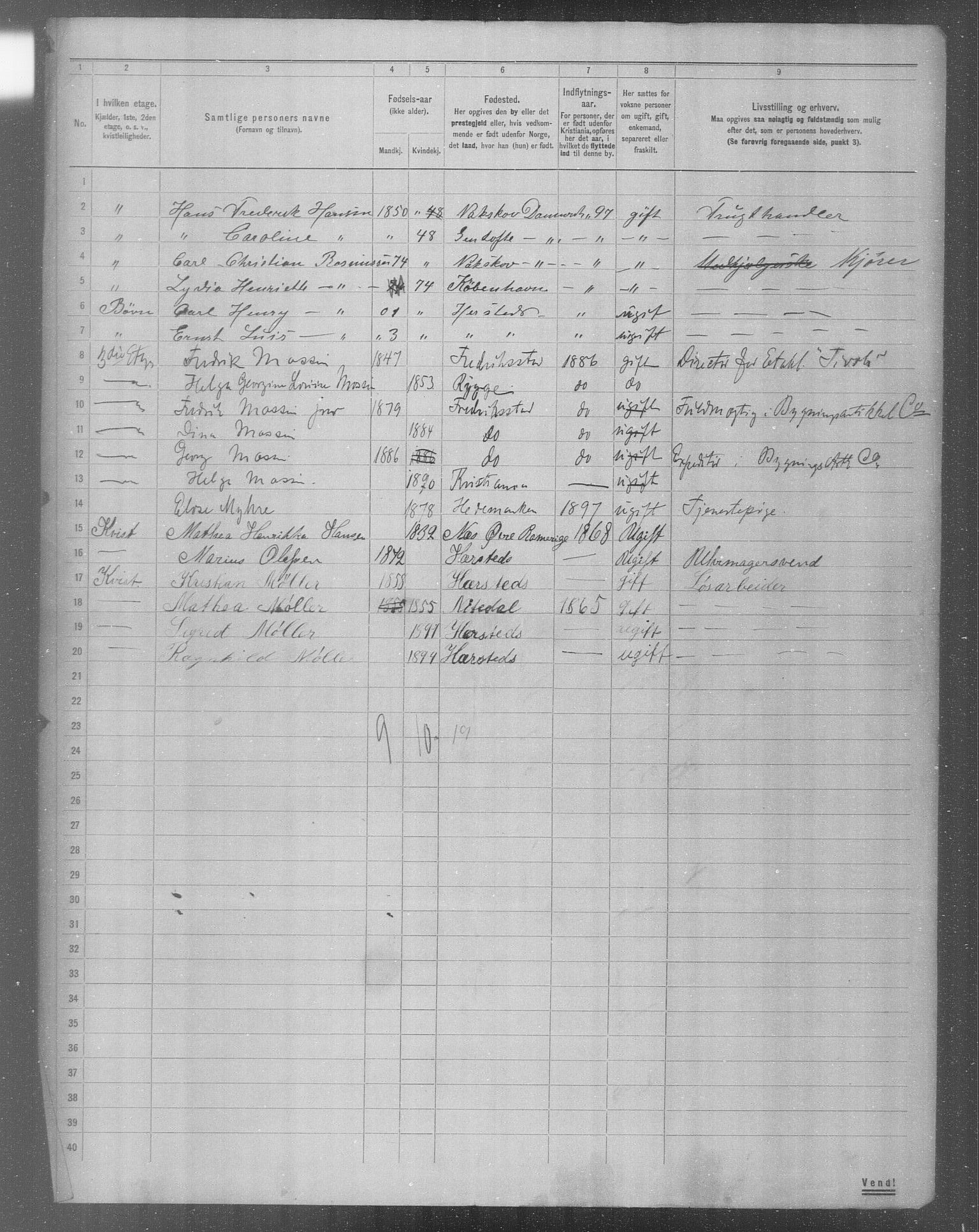 OBA, Municipal Census 1904 for Kristiania, 1904, p. 9919