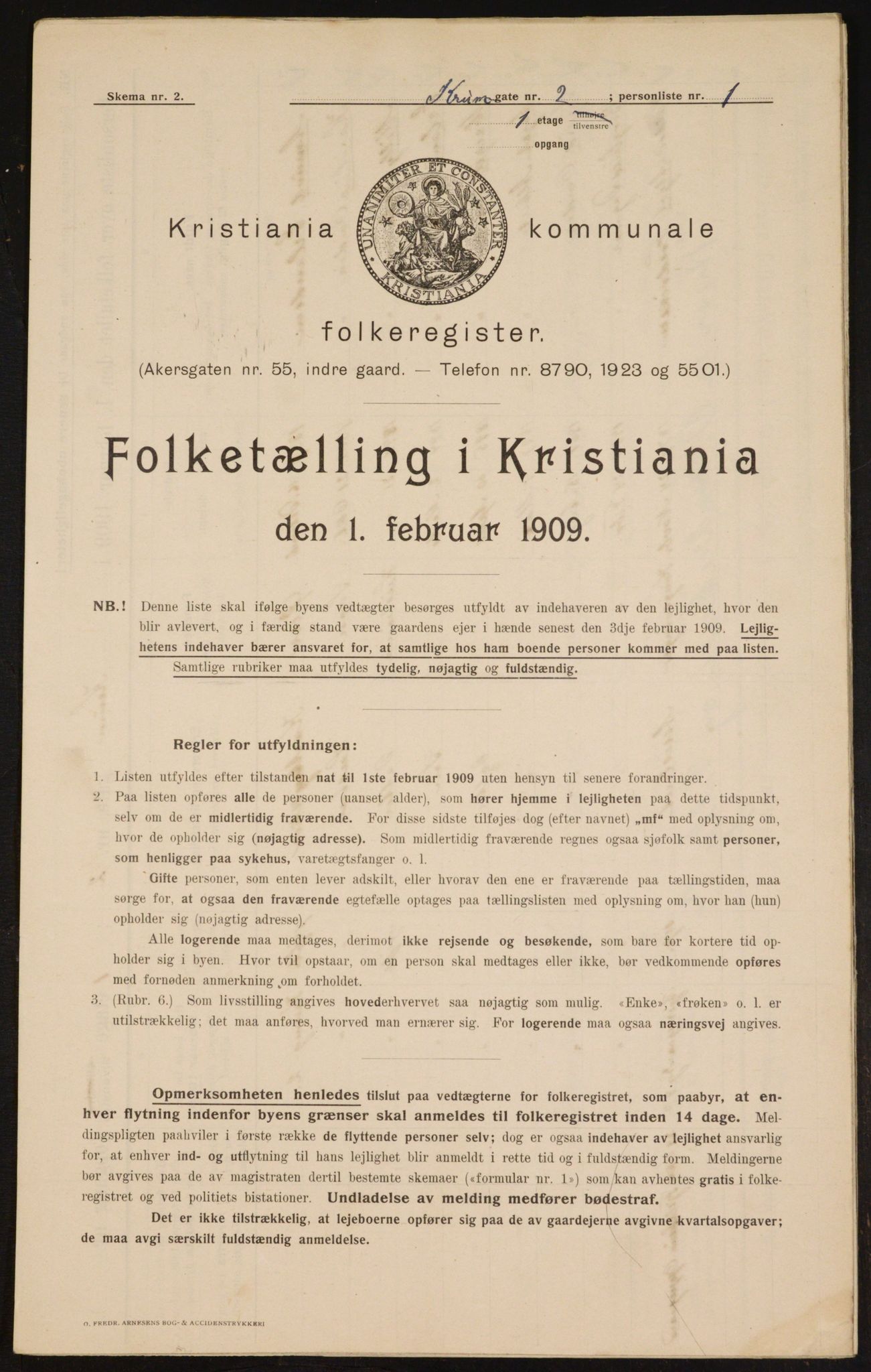 OBA, Municipal Census 1909 for Kristiania, 1909, p. 50216