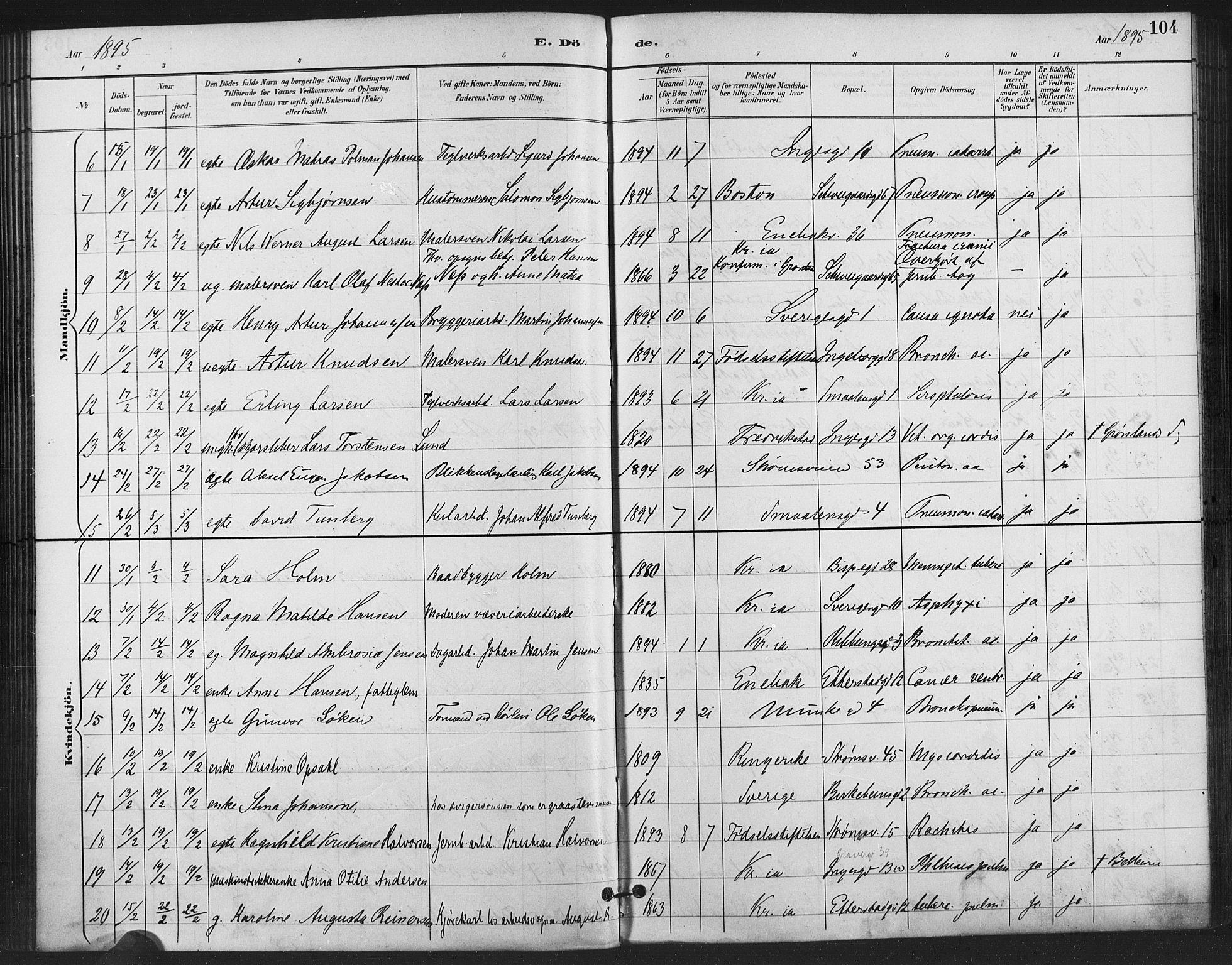 Gamlebyen prestekontor Kirkebøker, AV/SAO-A-10884/F/Fa/L0009: Parish register (official) no. 9, 1888-1909, p. 104