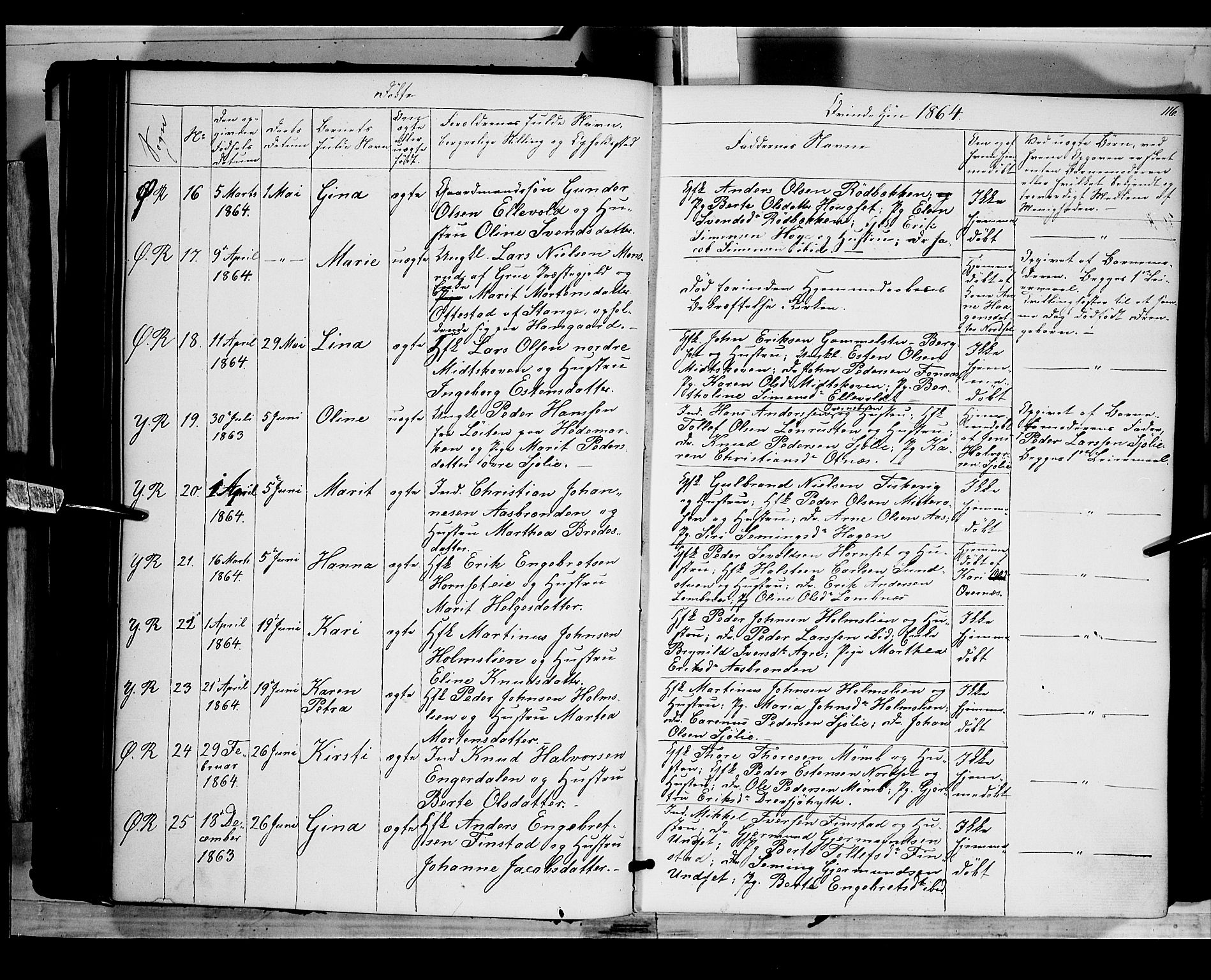 Rendalen prestekontor, AV/SAH-PREST-054/H/Ha/Haa/L0005: Parish register (official) no. 5, 1853-1866, p. 116