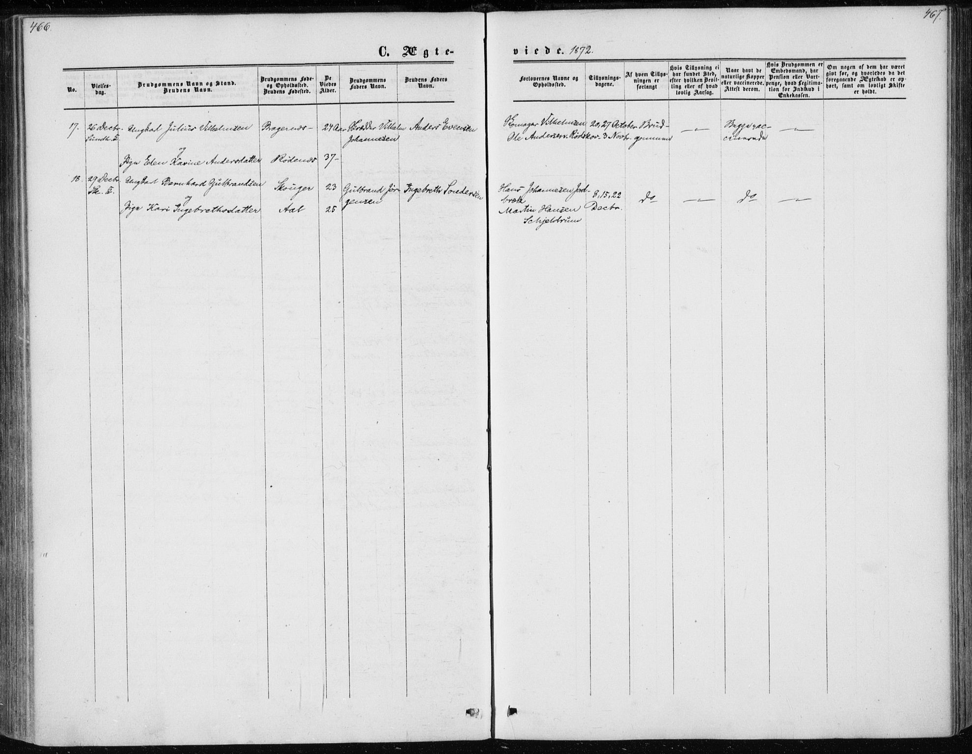 Skoger kirkebøker, SAKO/A-59/F/Fa/L0004: Parish register (official) no. I 4, 1862-1872, p. 466-467