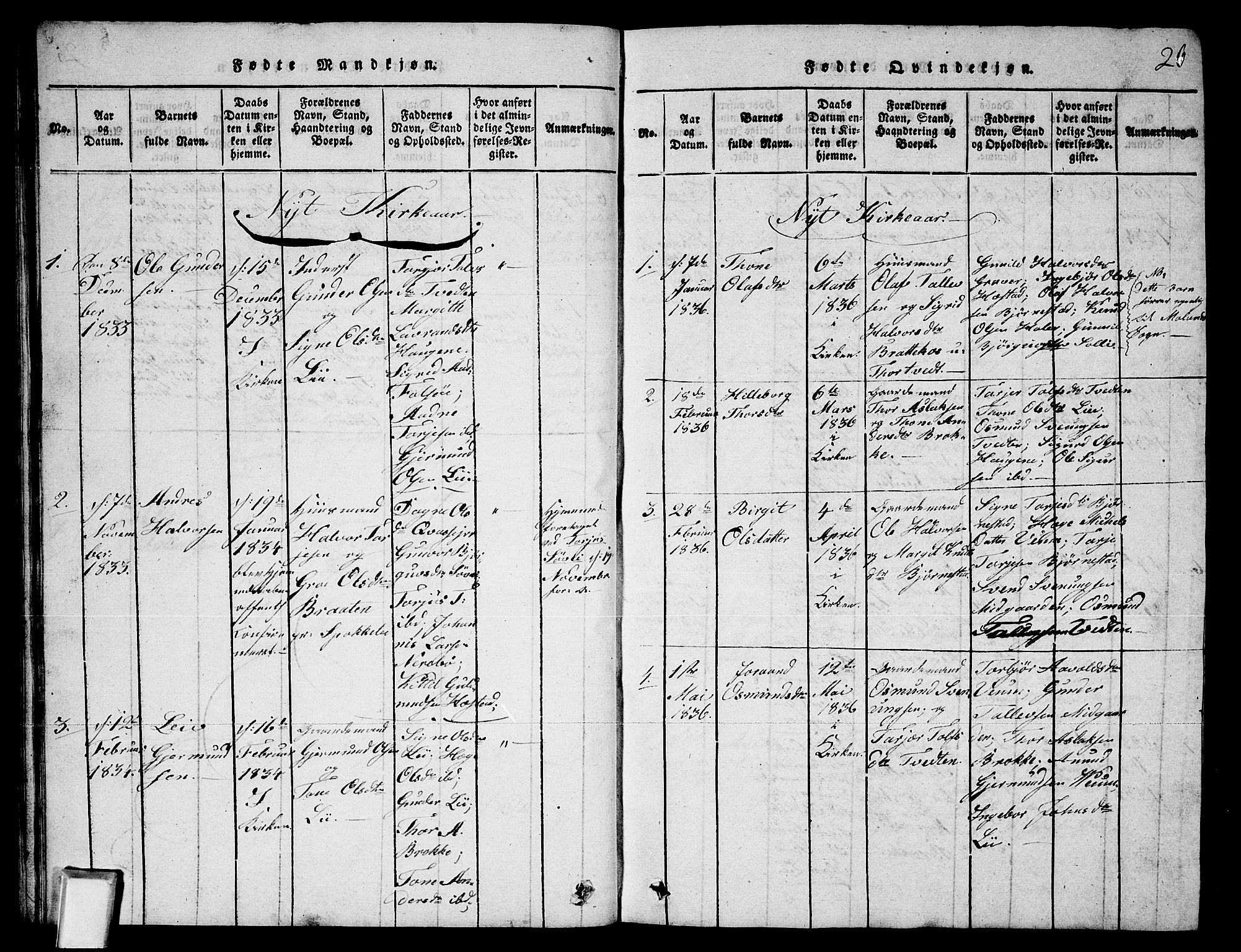 Fyresdal kirkebøker, AV/SAKO-A-263/G/Ga/L0003: Parish register (copy) no. I 3, 1815-1863, p. 26