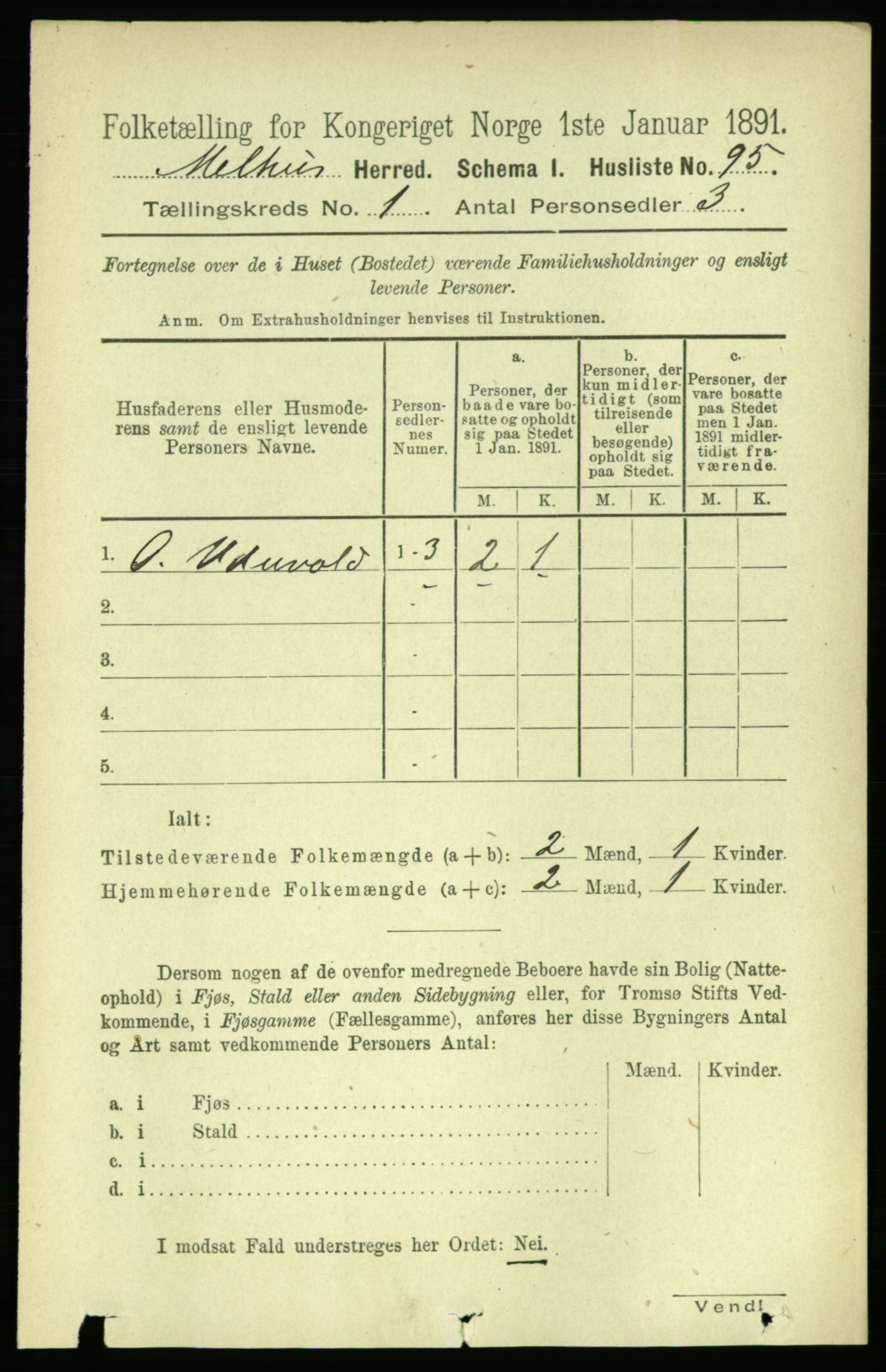 RA, 1891 census for 1653 Melhus, 1891, p. 116