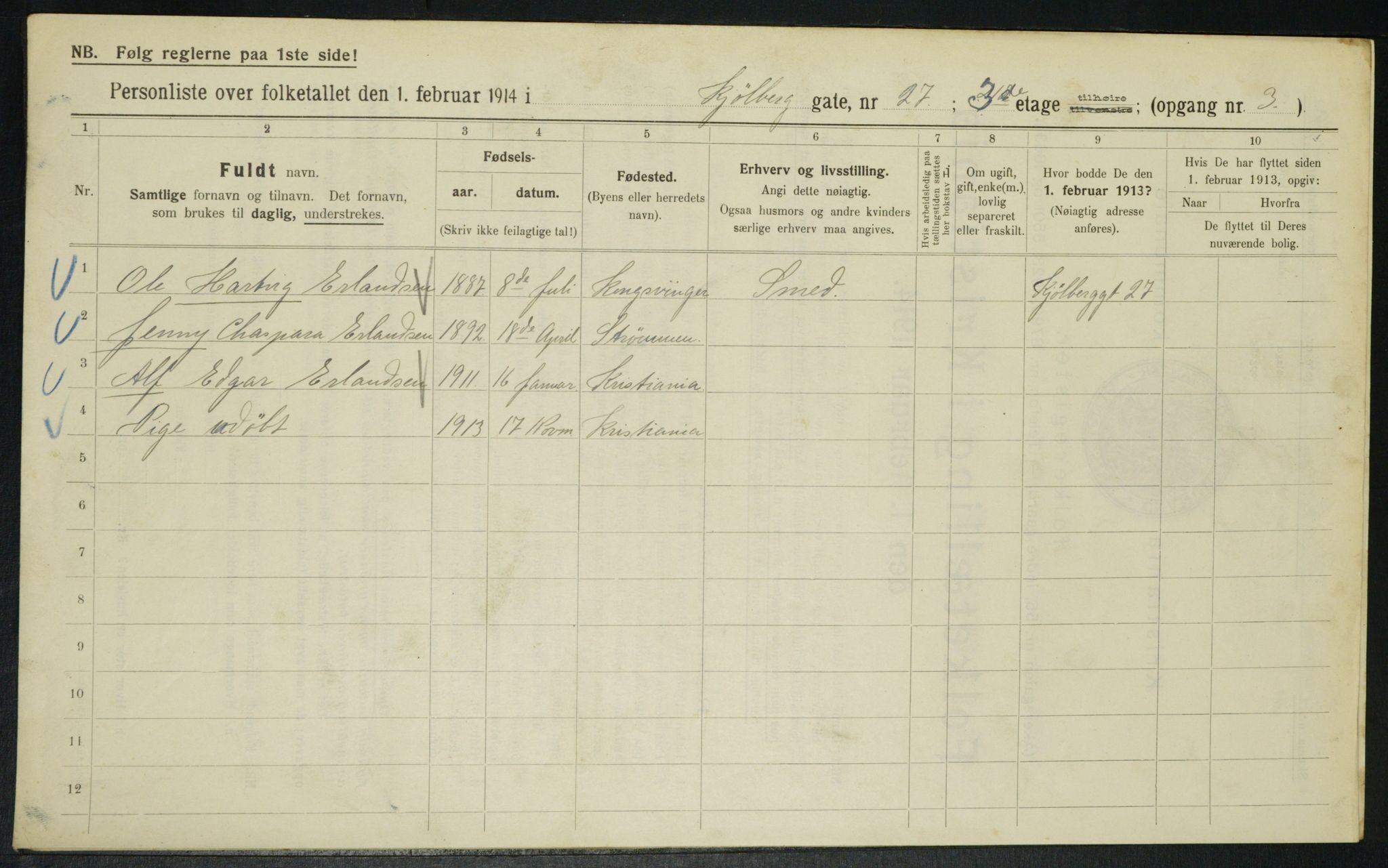 OBA, Municipal Census 1914 for Kristiania, 1914, p. 51792