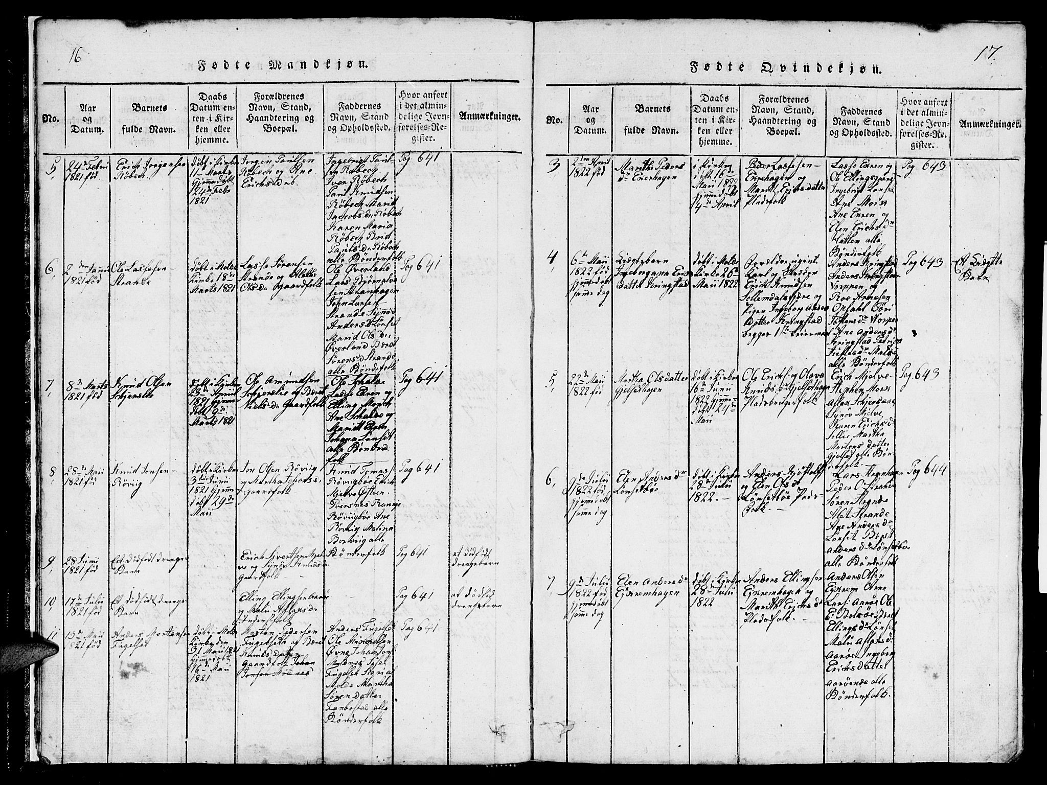 Ministerialprotokoller, klokkerbøker og fødselsregistre - Møre og Romsdal, SAT/A-1454/555/L0665: Parish register (copy) no. 555C01, 1818-1868, p. 16-17