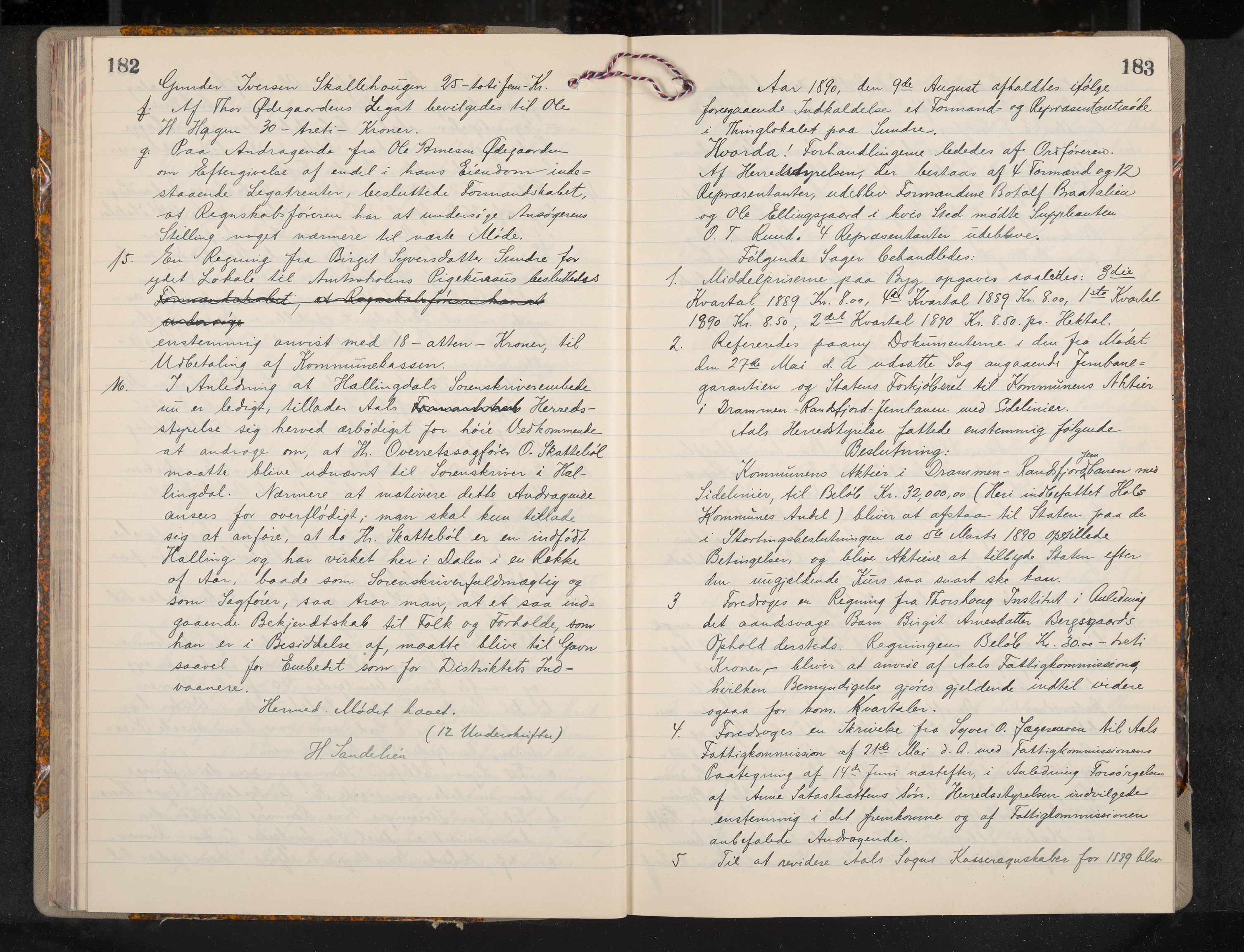 Ål formannskap og sentraladministrasjon, IKAK/0619021/A/Aa/L0004: Utskrift av møtebok, 1881-1901, p. 182-183