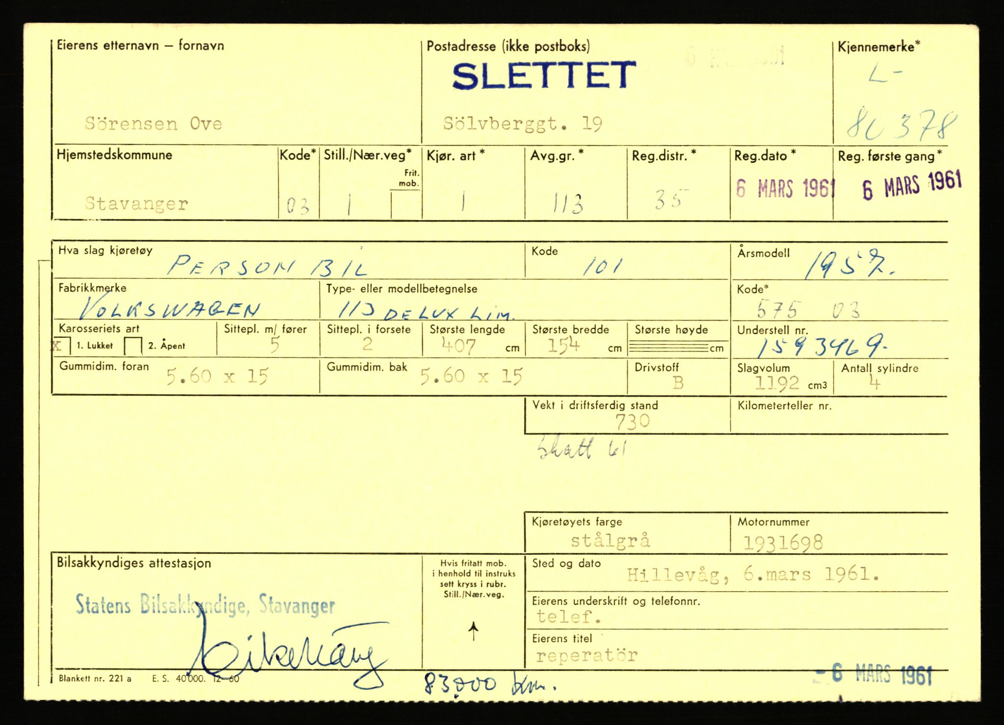 Stavanger trafikkstasjon, AV/SAST-A-101942/0/F/L0070: L-78800 - L-80499, 1930-1971, p. 2444