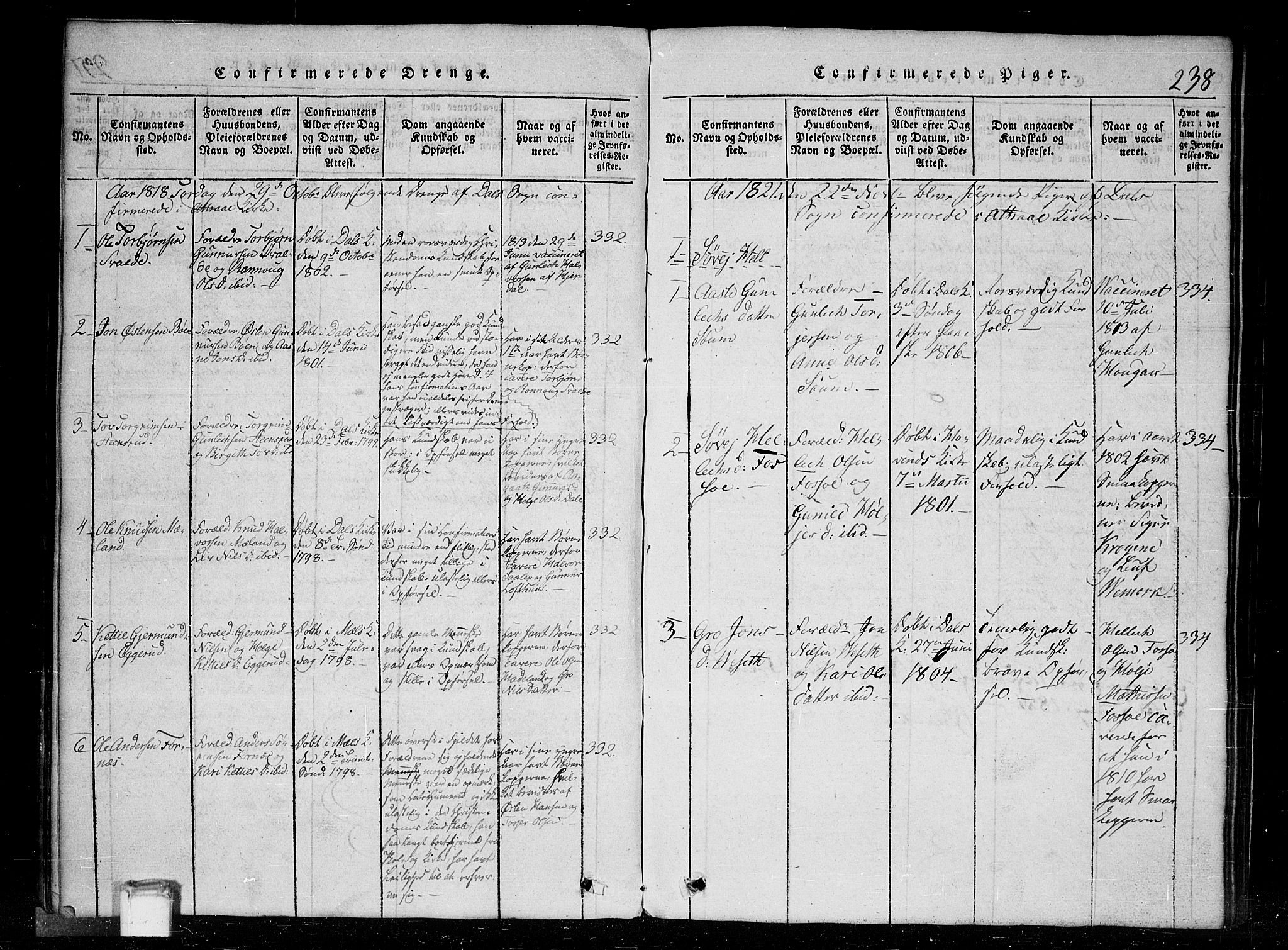 Tinn kirkebøker, AV/SAKO-A-308/G/Gc/L0001: Parish register (copy) no. III 1, 1815-1879, p. 238