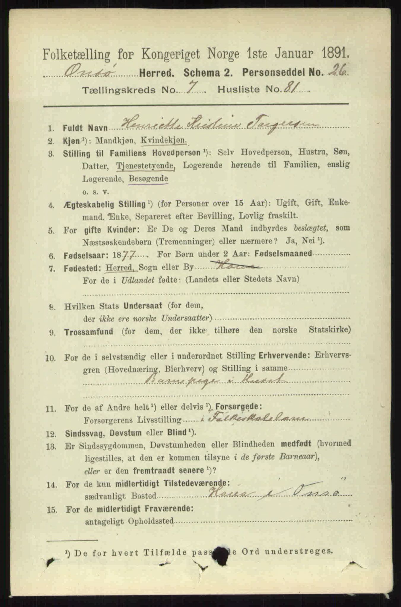 RA, 1891 census for 0134 Onsøy, 1891, p. 7292