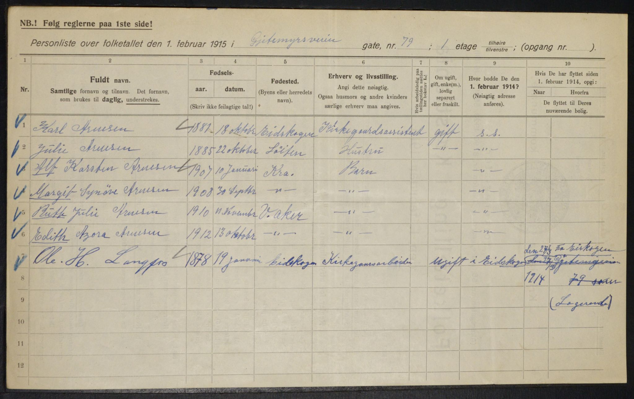 OBA, Municipal Census 1915 for Kristiania, 1915, p. 28719