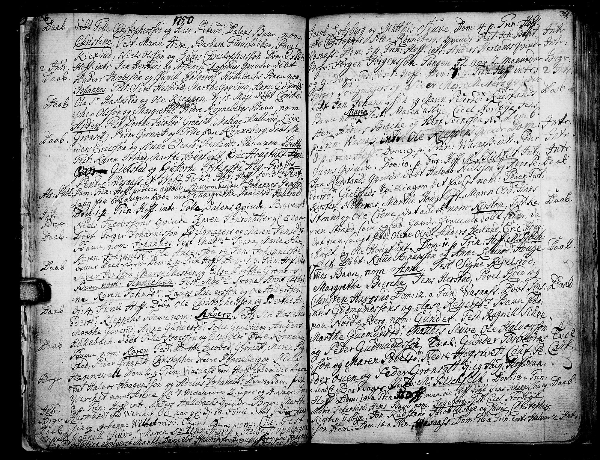 Hof kirkebøker, AV/SAKO-A-64/F/Fa/L0002: Parish register (official) no. I 2, 1746-1781, p. 36-37