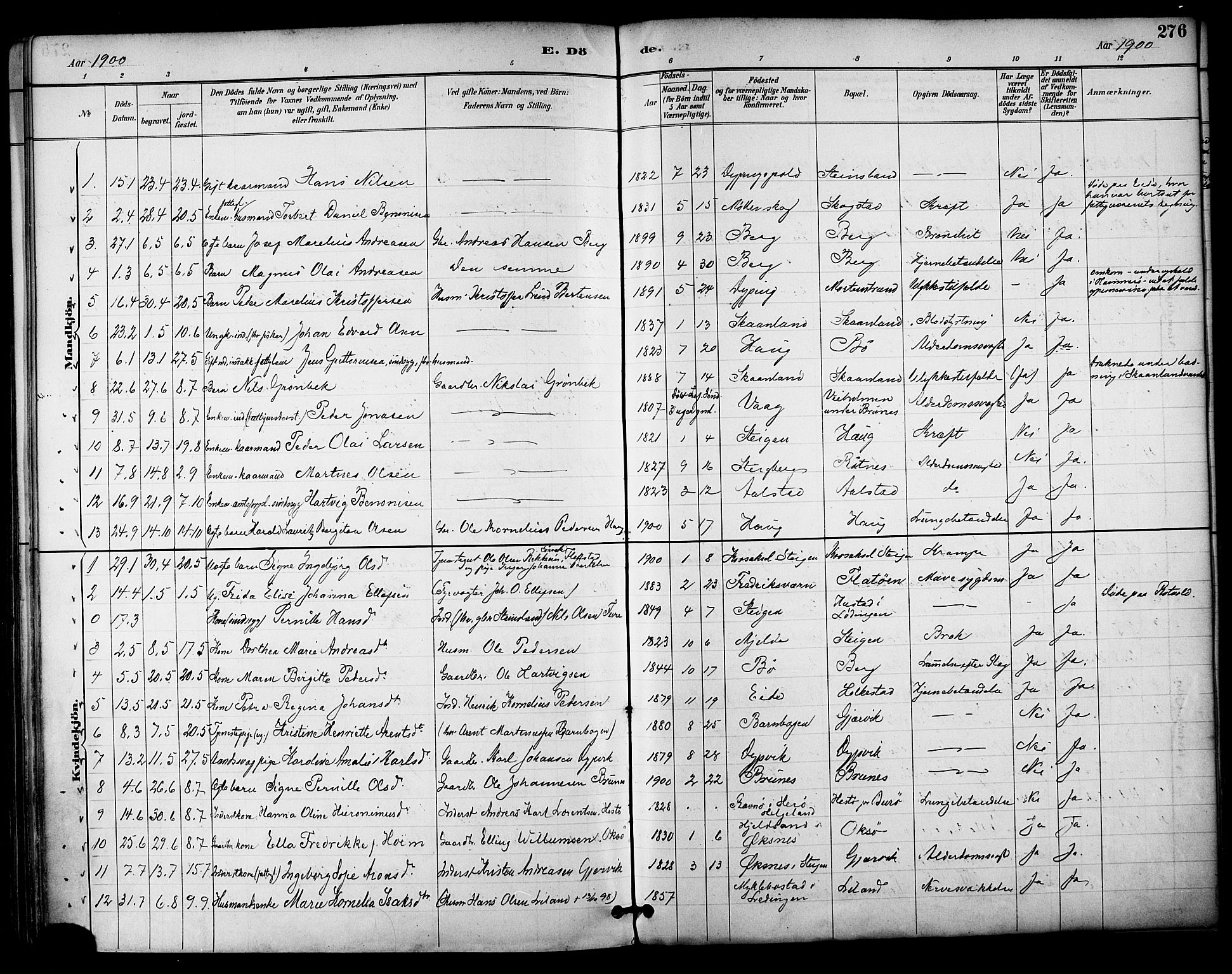 Ministerialprotokoller, klokkerbøker og fødselsregistre - Nordland, AV/SAT-A-1459/855/L0803: Parish register (official) no. 855A11, 1887-1905, p. 276