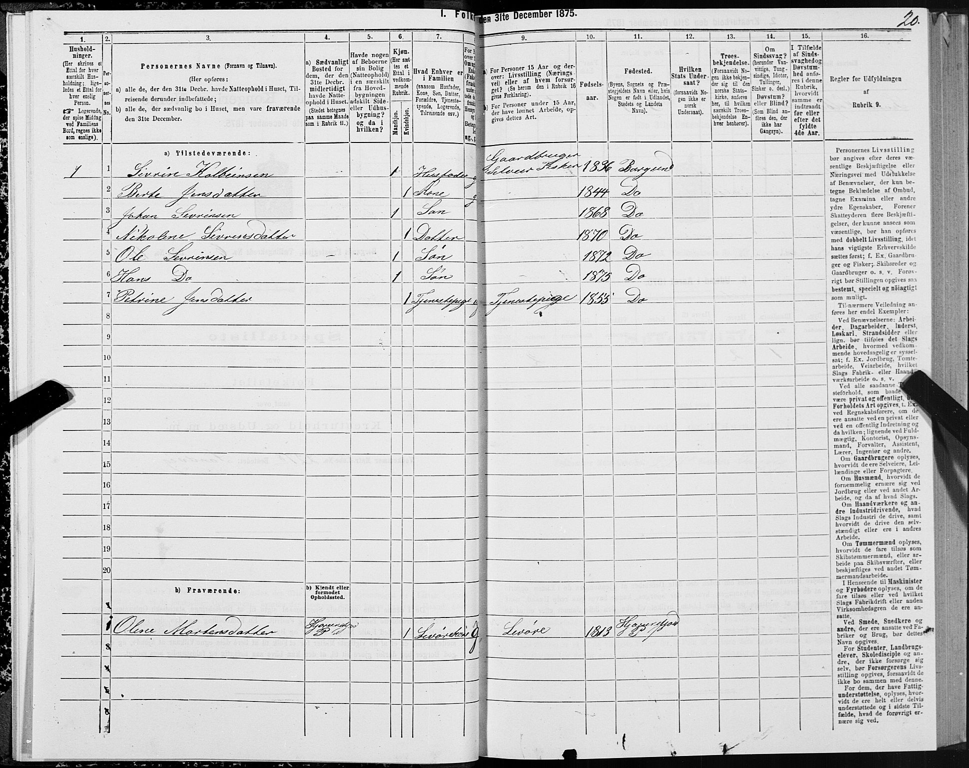 SAT, 1875 census for 1531P Borgund, 1875, p. 4020