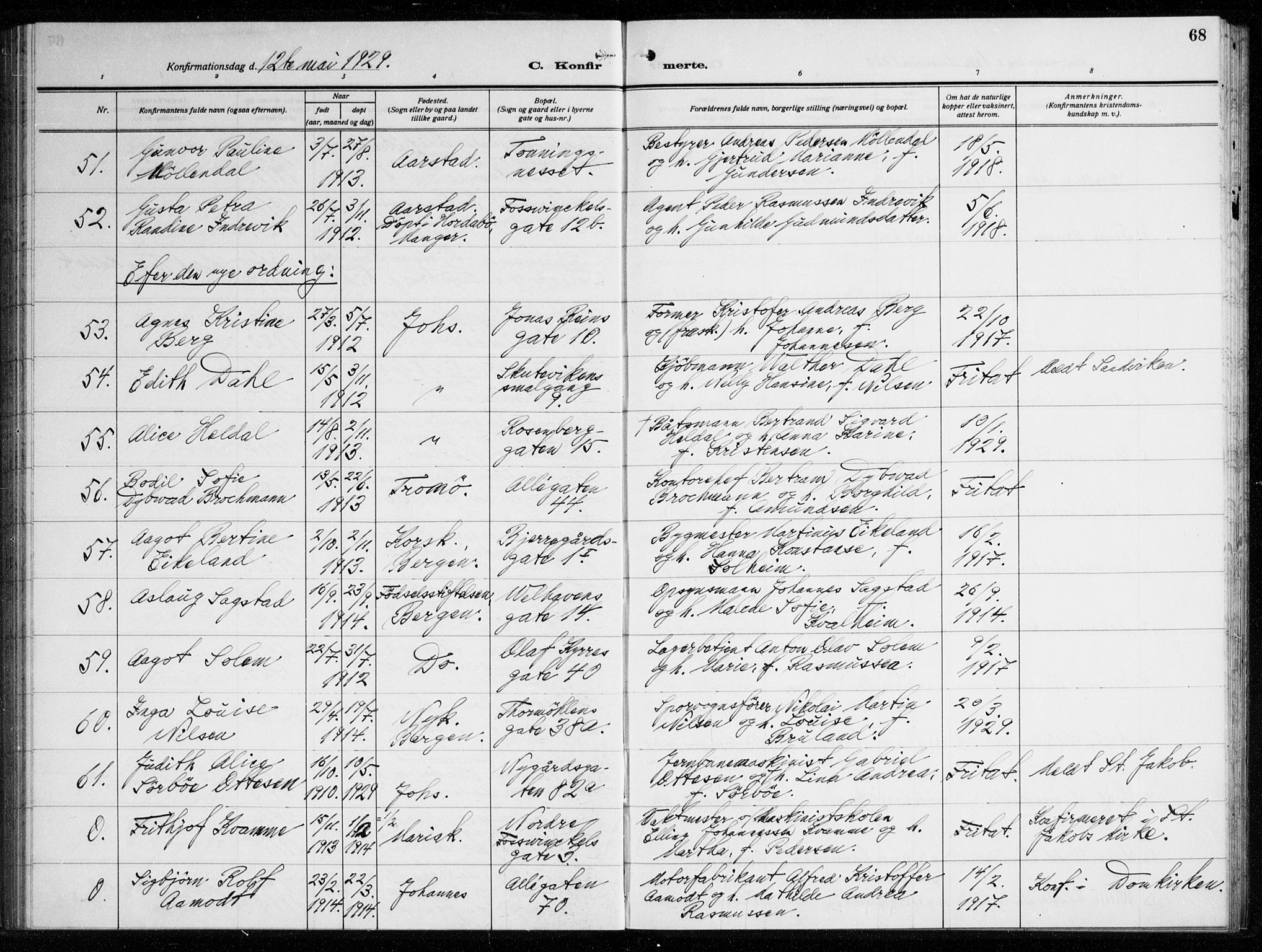 Johanneskirken sokneprestembete, AV/SAB-A-76001/H/Haa/L0010: Parish register (official) no. C 3, 1925-1935, p. 68