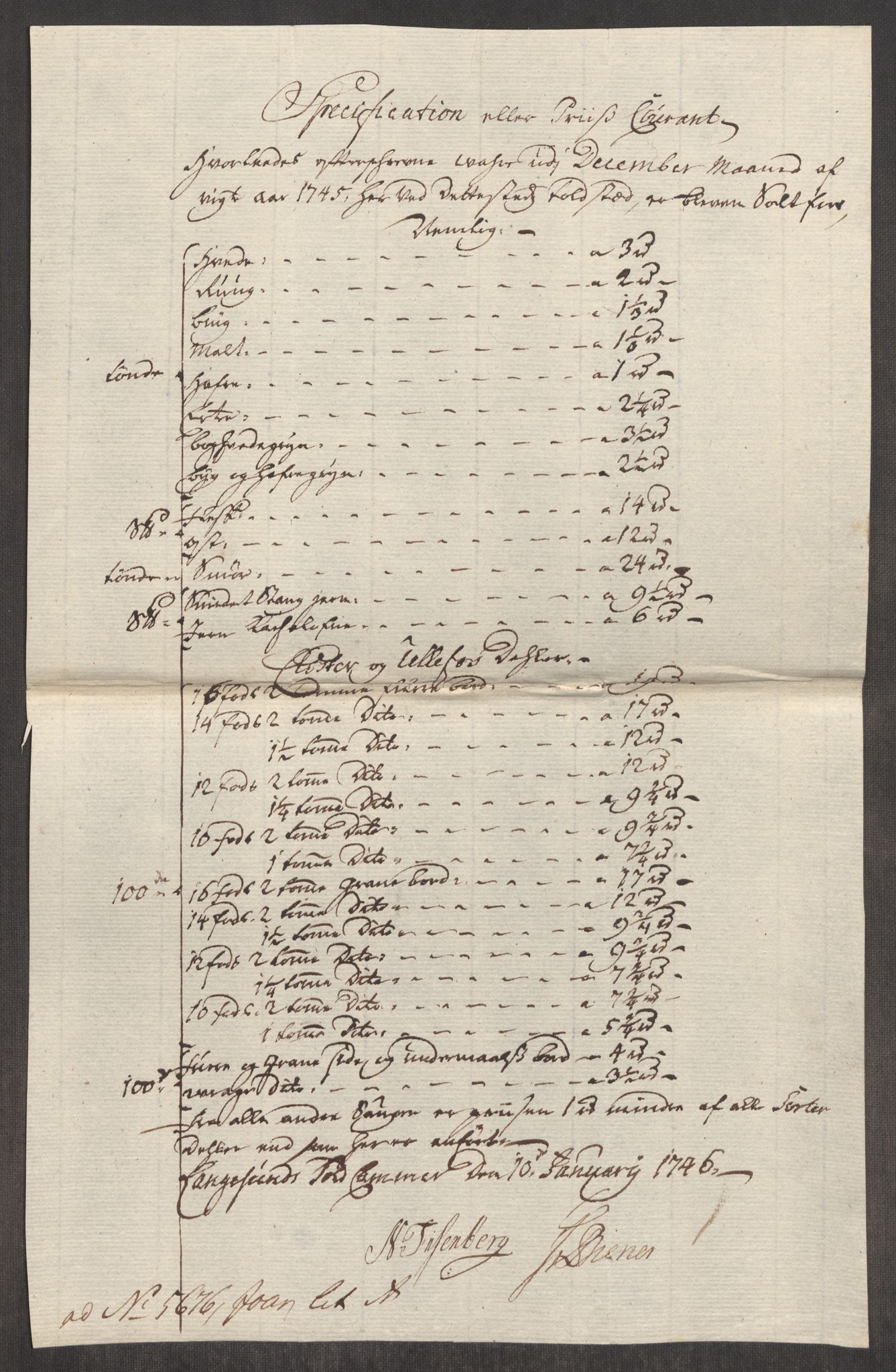 Rentekammeret inntil 1814, Realistisk ordnet avdeling, RA/EA-4070/Oe/L0003: [Ø1]: Priskuranter, 1745-1748, p. 120