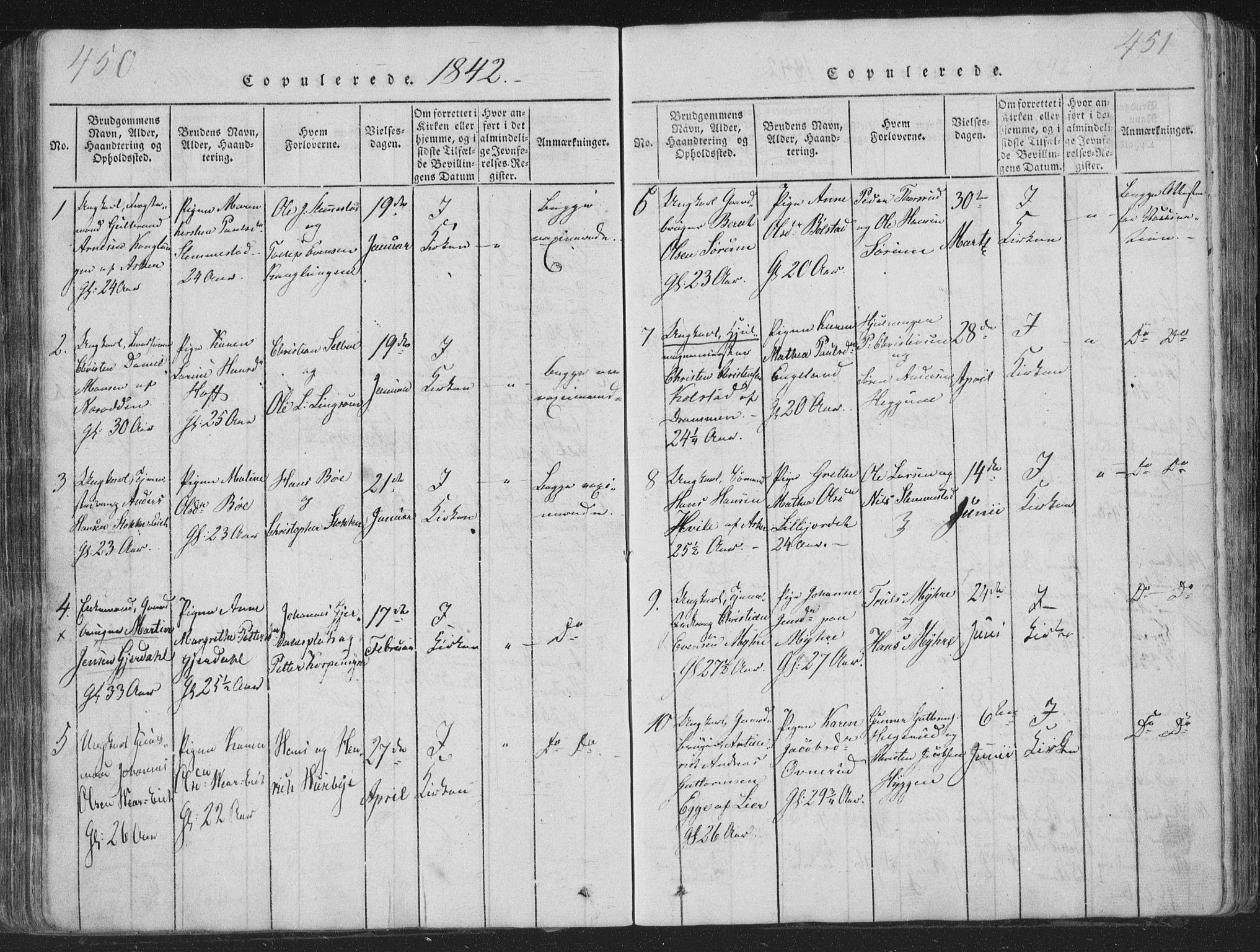 Røyken kirkebøker, SAKO/A-241/G/Ga/L0003: Parish register (copy) no. 3, 1814-1856, p. 450-451