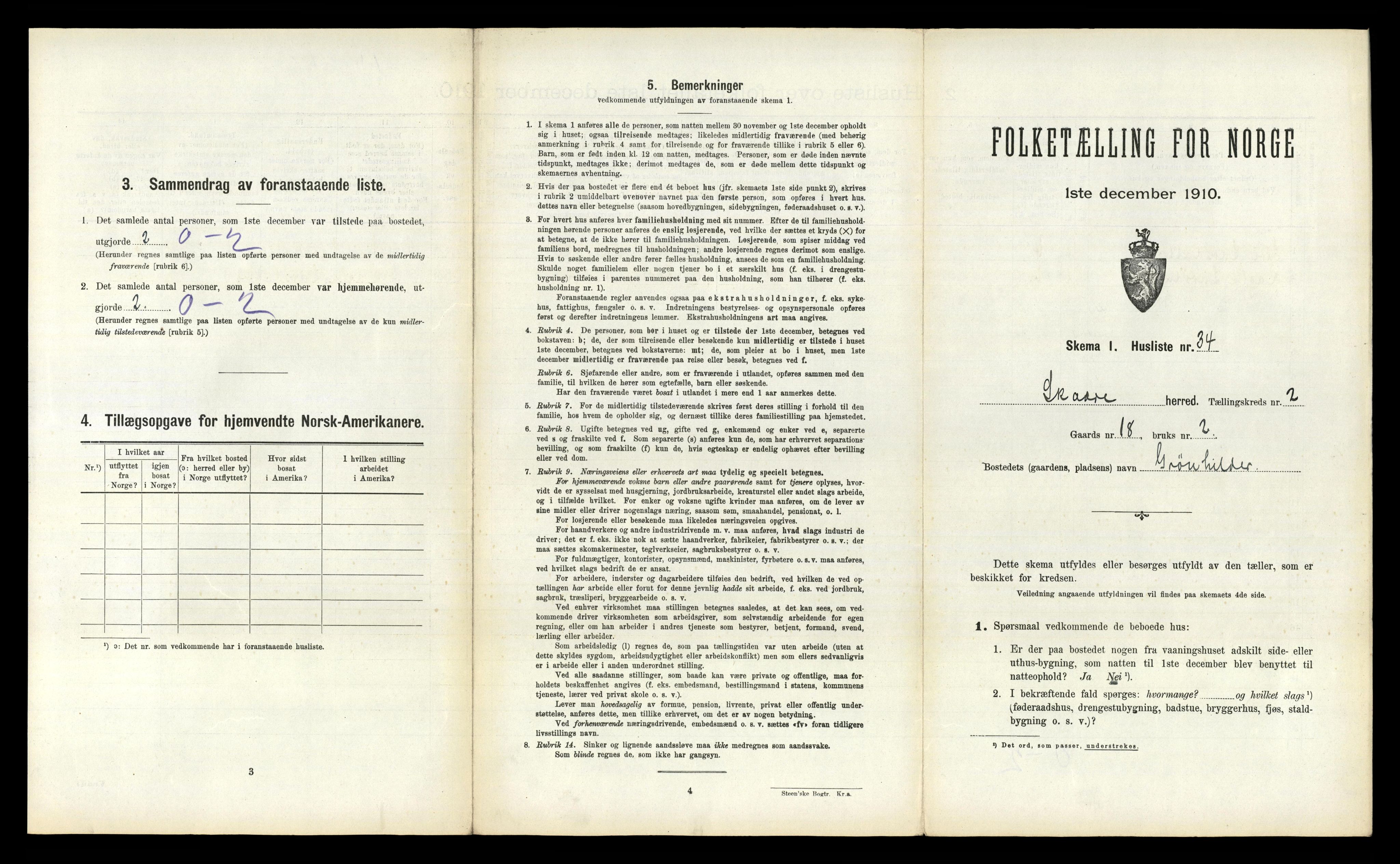 RA, 1910 census for Skåre, 1910, p. 154