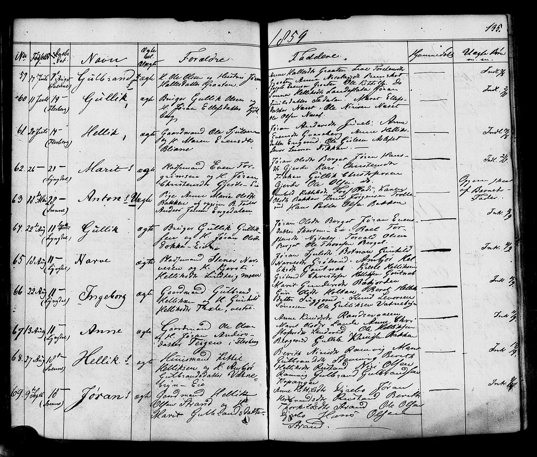 Flesberg kirkebøker, SAKO/A-18/F/Fa/L0006: Parish register (official) no. I 6, 1834-1860, p. 135