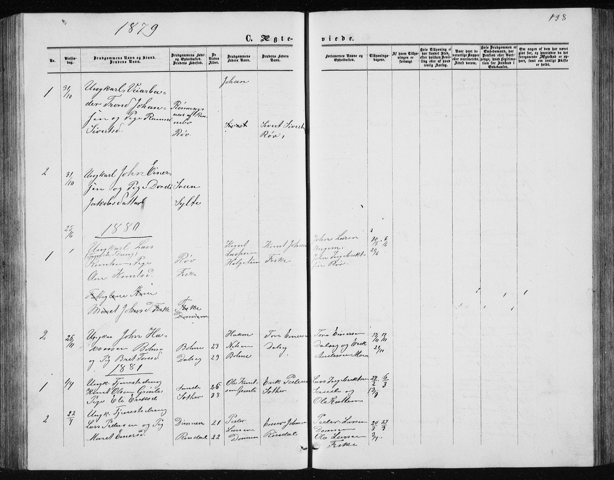 Ministerialprotokoller, klokkerbøker og fødselsregistre - Møre og Romsdal, AV/SAT-A-1454/597/L1064: Parish register (copy) no. 597C01, 1866-1898, p. 138