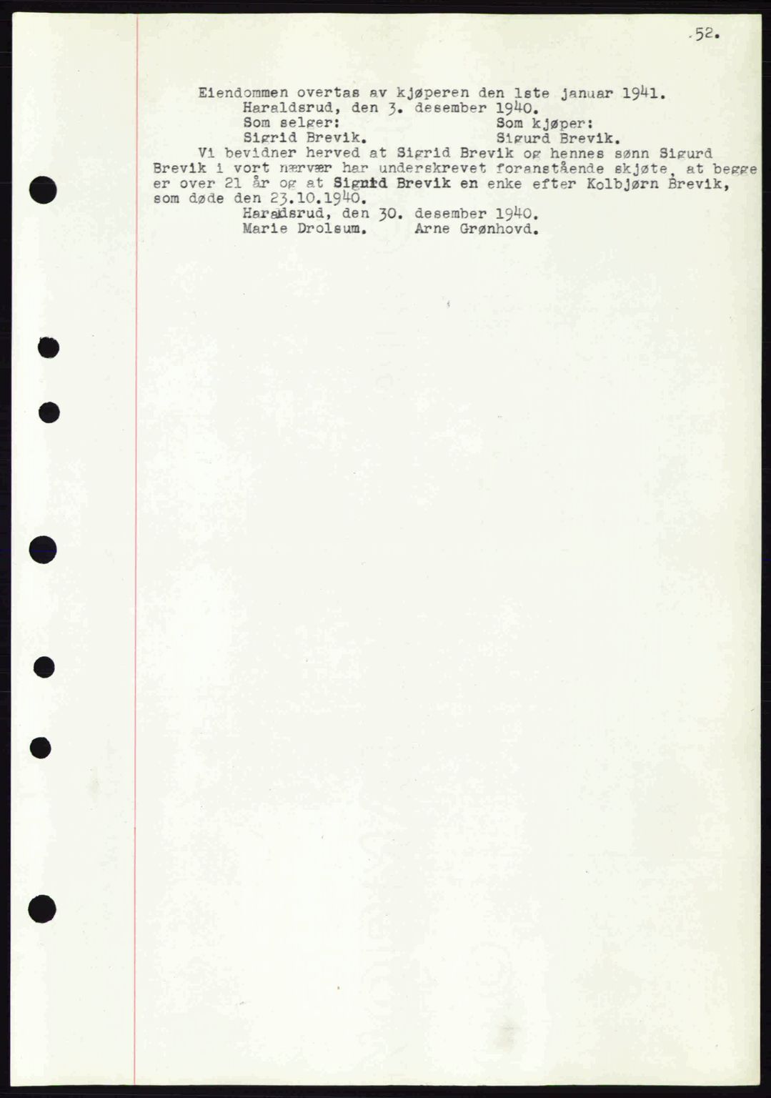 Eiker, Modum og Sigdal sorenskriveri, SAKO/A-123/G/Ga/Gab/L0043: Mortgage book no. A13, 1940-1941, Diary no: : 15/1941