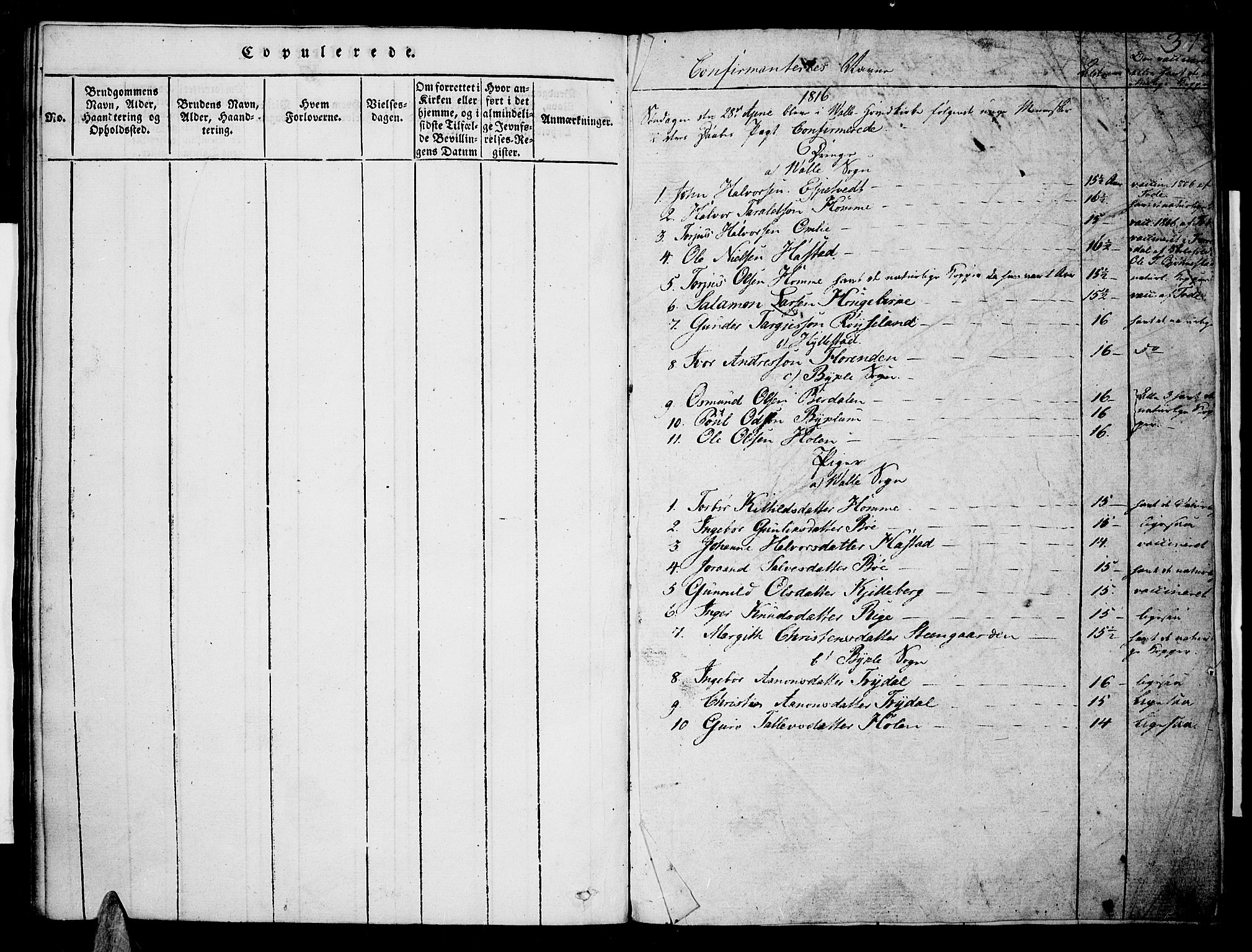Valle sokneprestkontor, SAK/1111-0044/F/Fa/Fac/L0005: Parish register (official) no. A 5 /1, 1816-1831