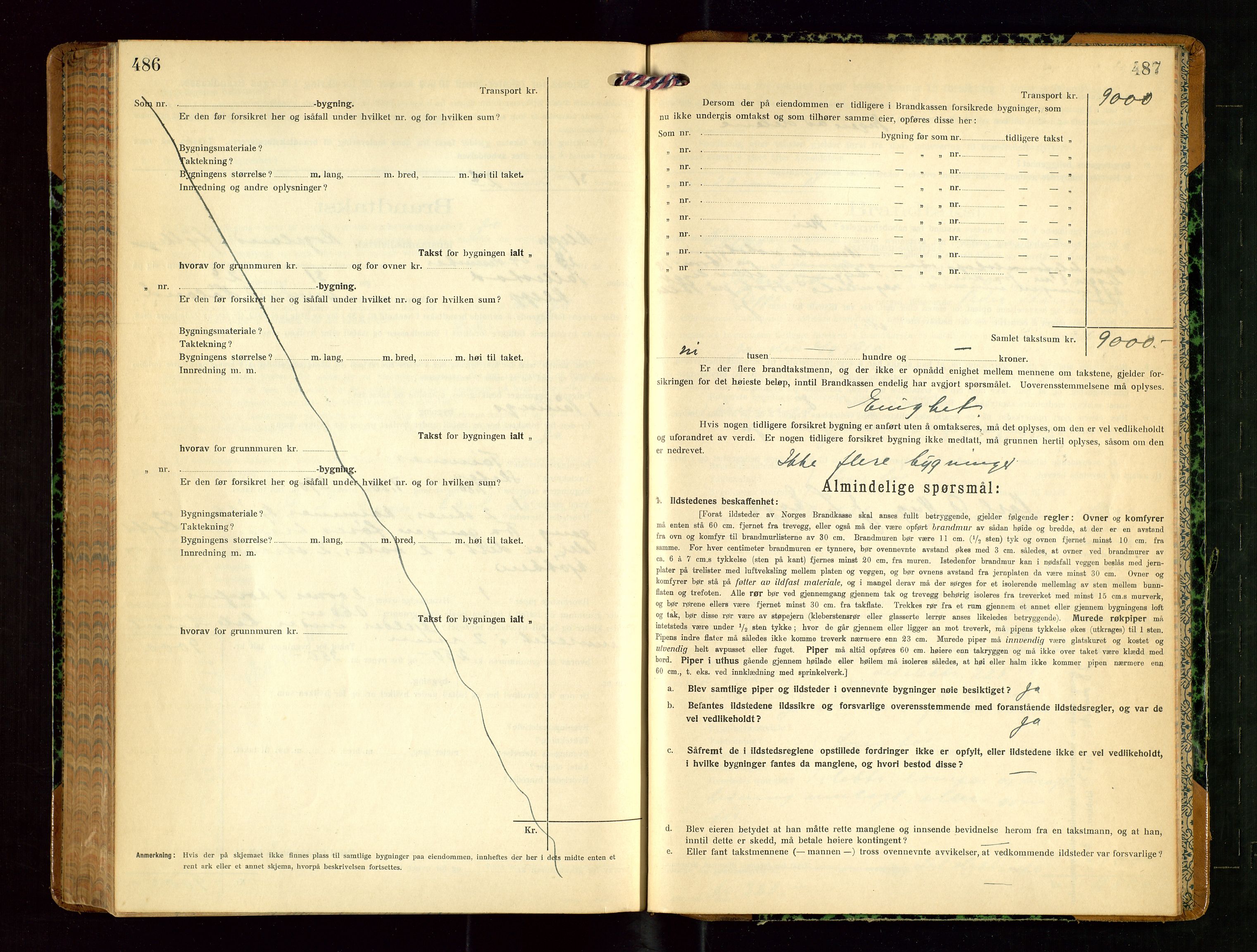 Klepp lensmannskontor, AV/SAST-A-100163/Goc/L0010: "Brandtakstprotokoll" m/register, 1919-1924, p. 486-487