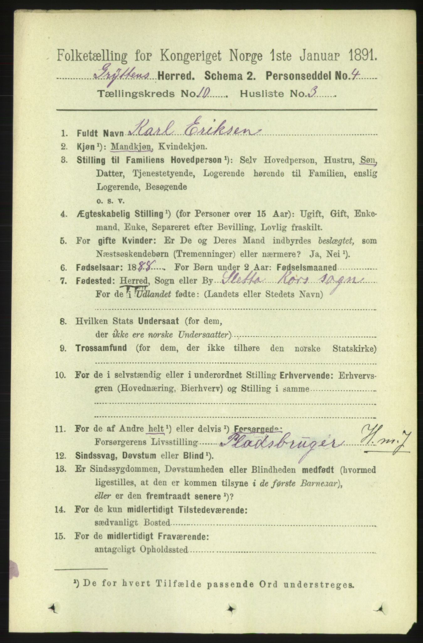 RA, 1891 census for 1539 Grytten, 1891, p. 3638