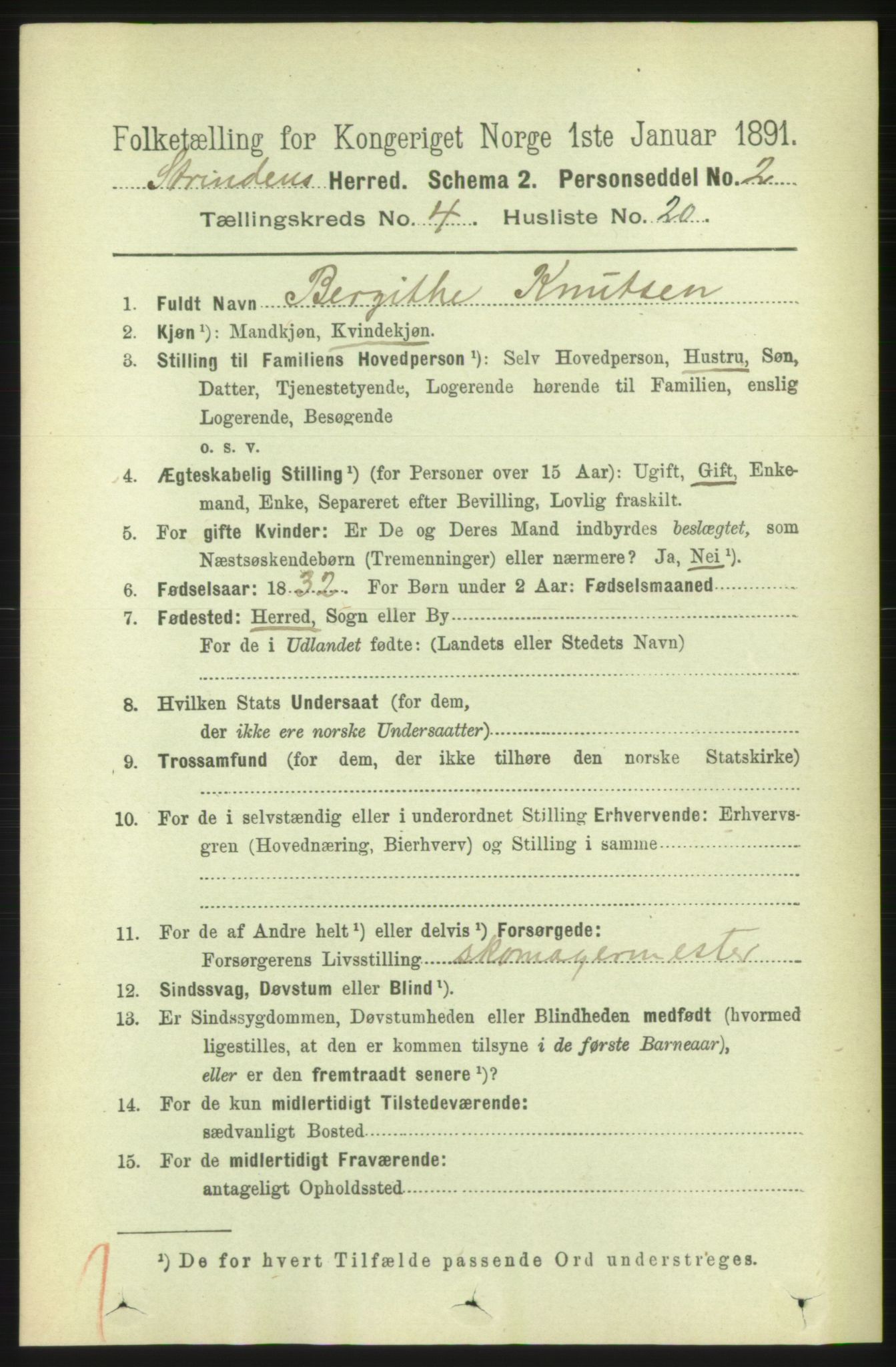 RA, 1891 census for 1660 Strinda, 1891, p. 4057