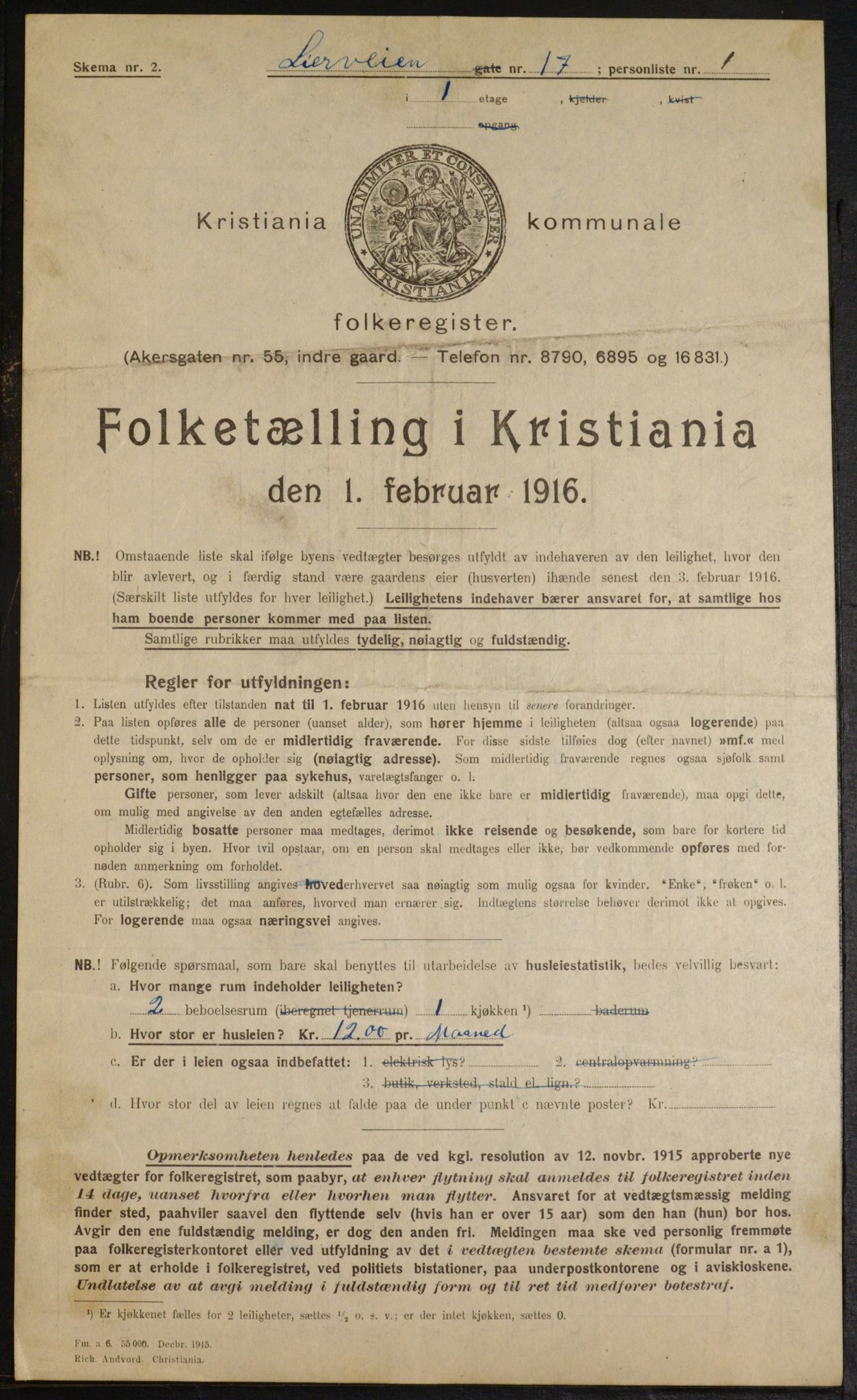 OBA, Municipal Census 1916 for Kristiania, 1916, p. 58837