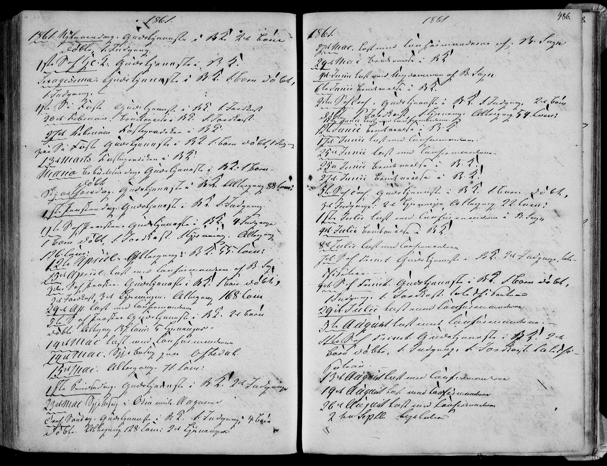 Bakke sokneprestkontor, SAK/1111-0002/F/Fa/Faa/L0006: Parish register (official) no. A 6, 1855-1877, p. 486