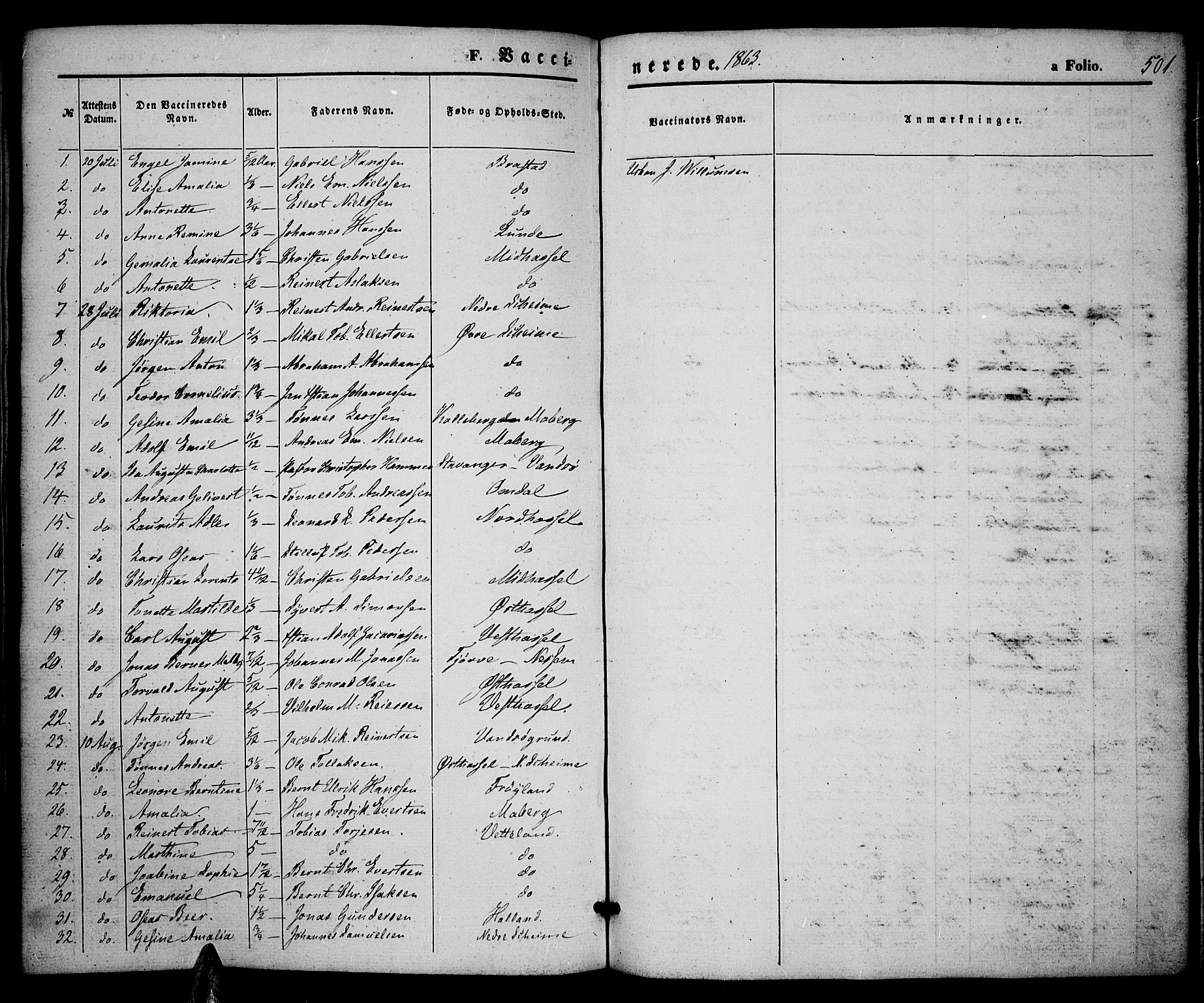 Lista sokneprestkontor, SAK/1111-0027/F/Fb/L0003: Parish register (copy) no. B 3, 1862-1877, p. 501