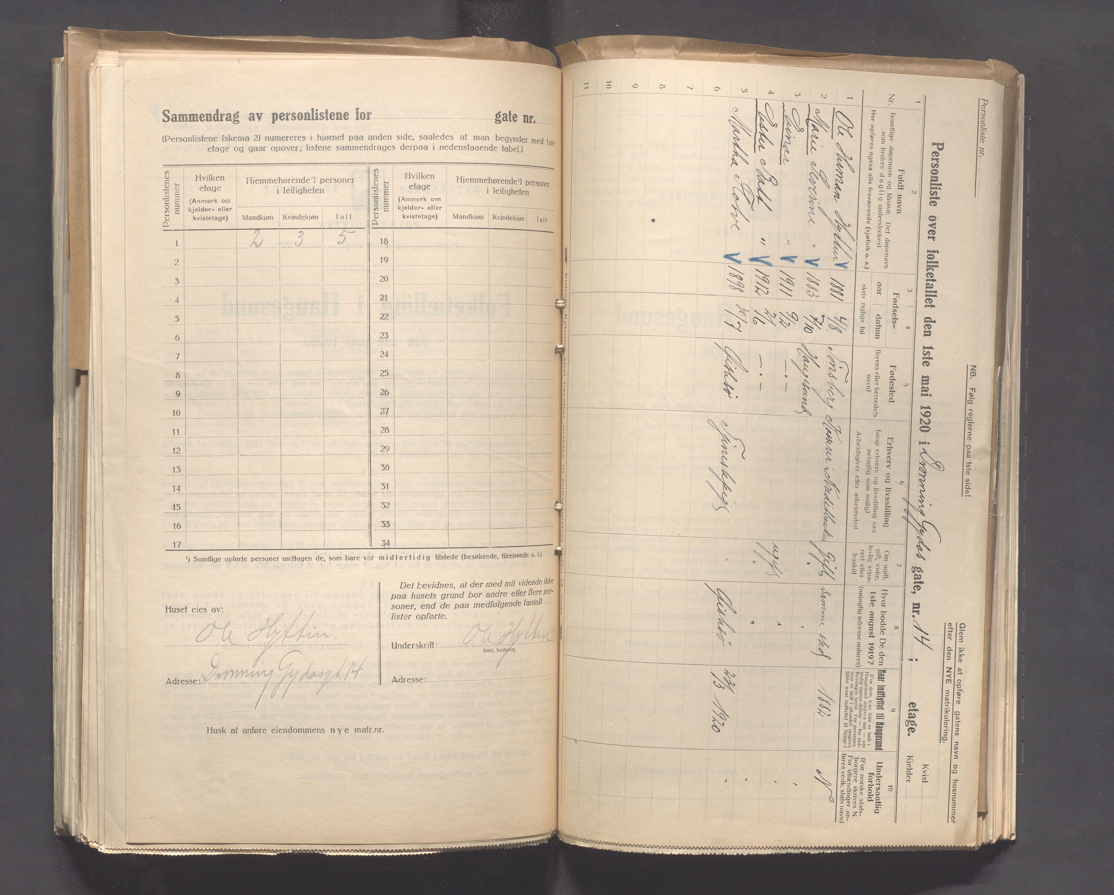 IKAR, Local census 1.5.1920 for Haugesund, 1920, p. 649