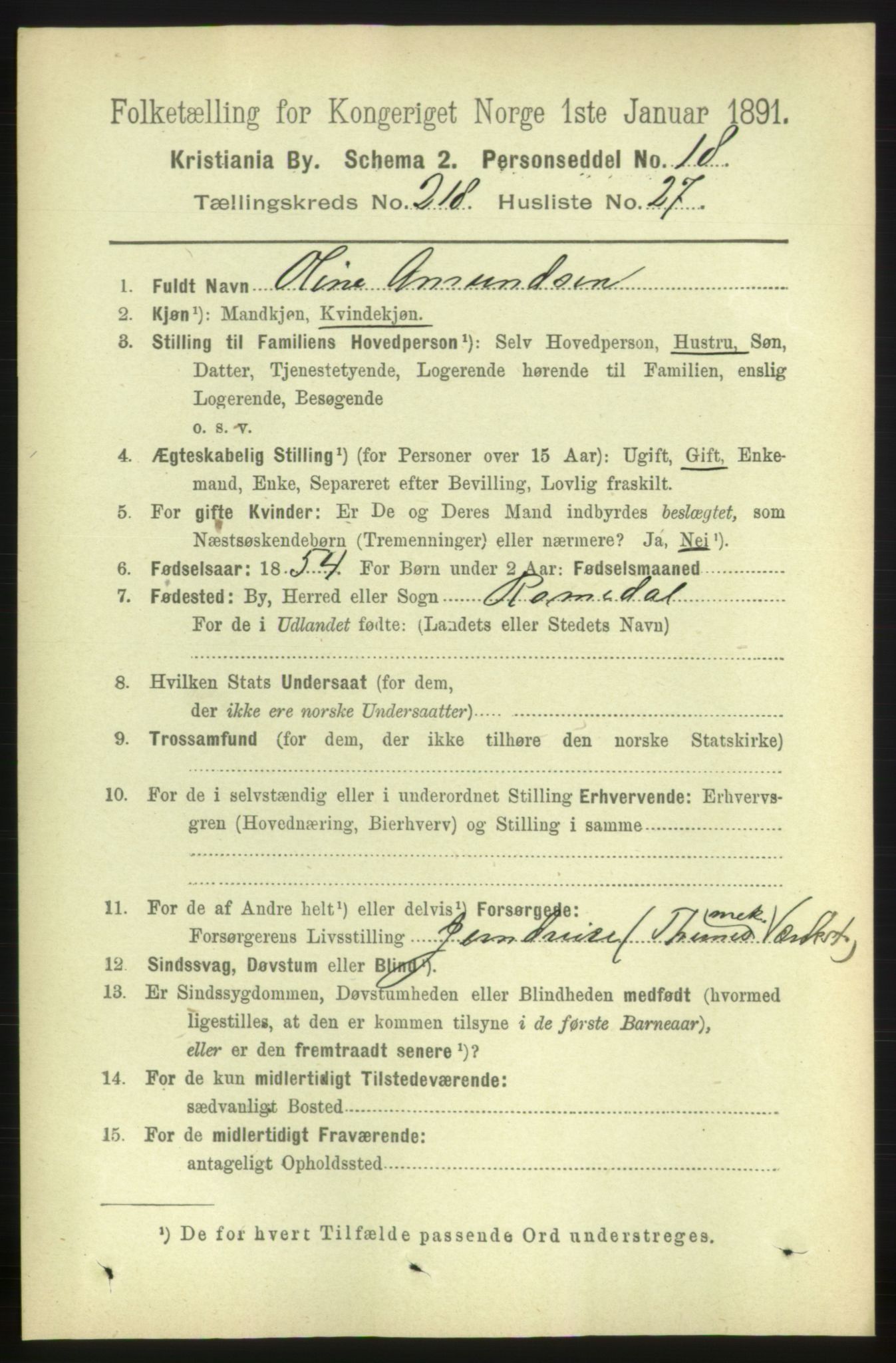 RA, 1891 census for 0301 Kristiania, 1891, p. 129707