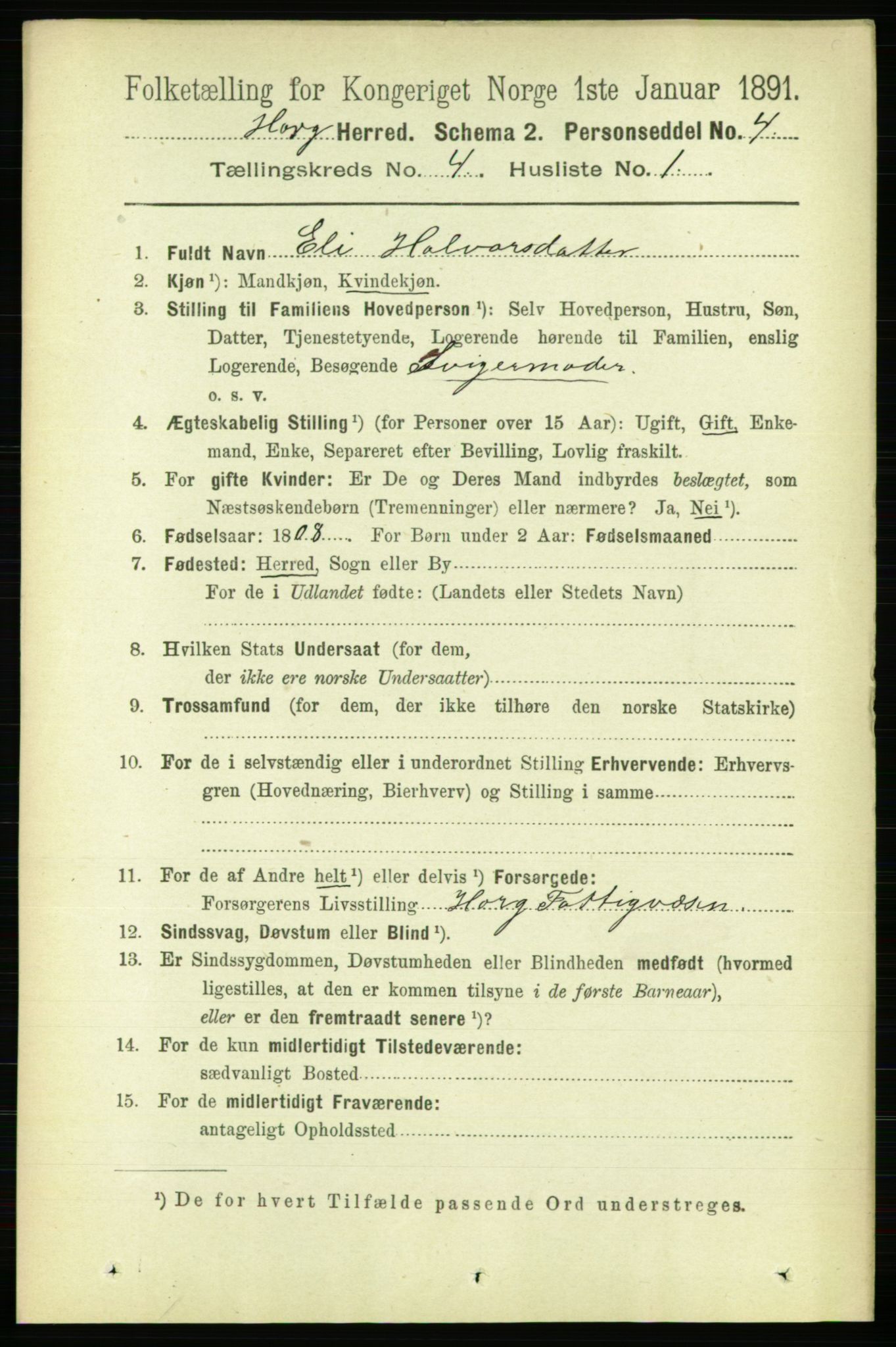 RA, 1891 census for 1650 Horg, 1891, p. 1556