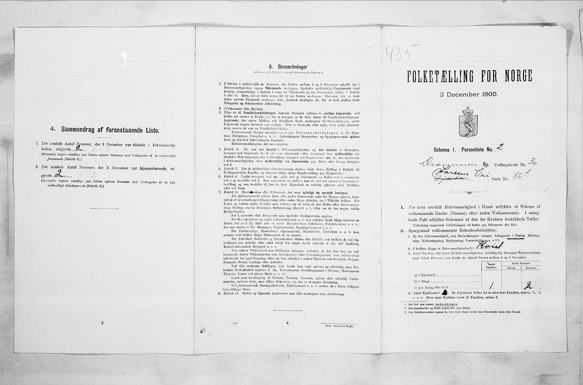 RA, 1900 census for Drammen, 1900, p. 5332