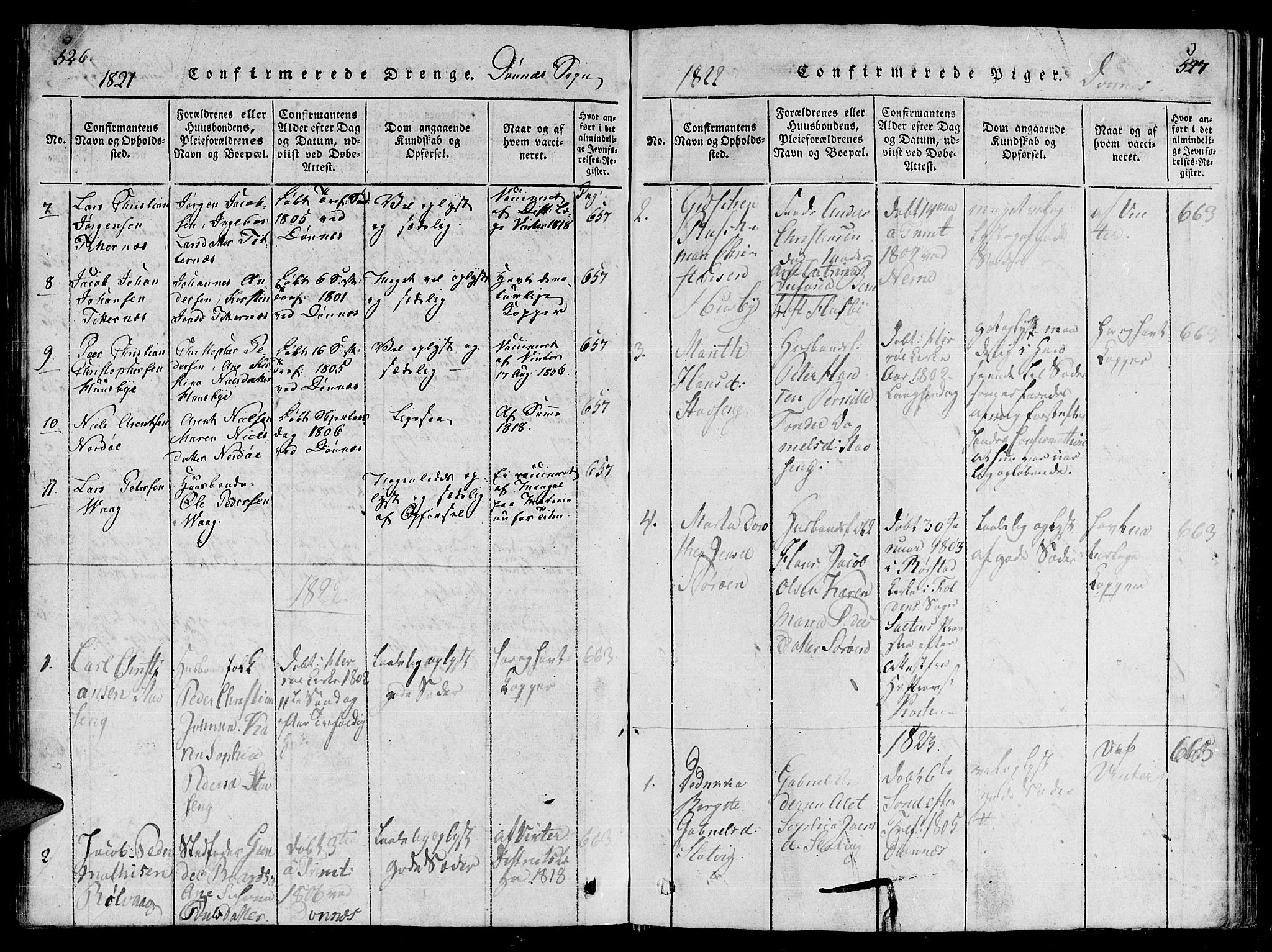 Ministerialprotokoller, klokkerbøker og fødselsregistre - Nordland, AV/SAT-A-1459/838/L0547: Parish register (official) no. 838A05 /2, 1820-1828, p. 526-527