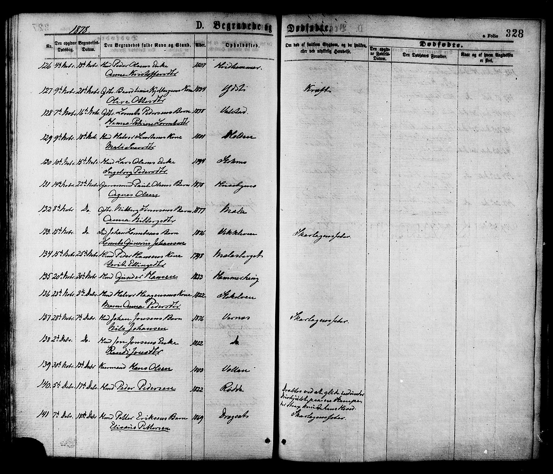 Ministerialprotokoller, klokkerbøker og fødselsregistre - Nord-Trøndelag, SAT/A-1458/709/L0076: Parish register (official) no. 709A16, 1871-1879, p. 328