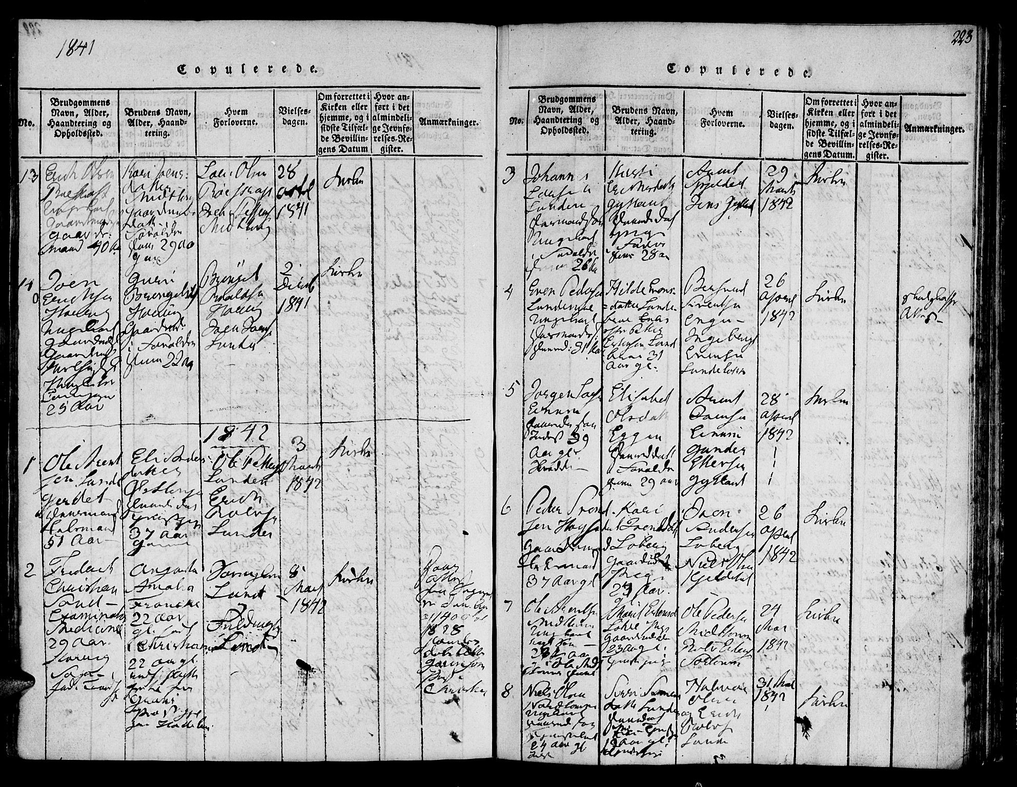 Ministerialprotokoller, klokkerbøker og fødselsregistre - Sør-Trøndelag, SAT/A-1456/692/L1102: Parish register (official) no. 692A02, 1816-1842, p. 223