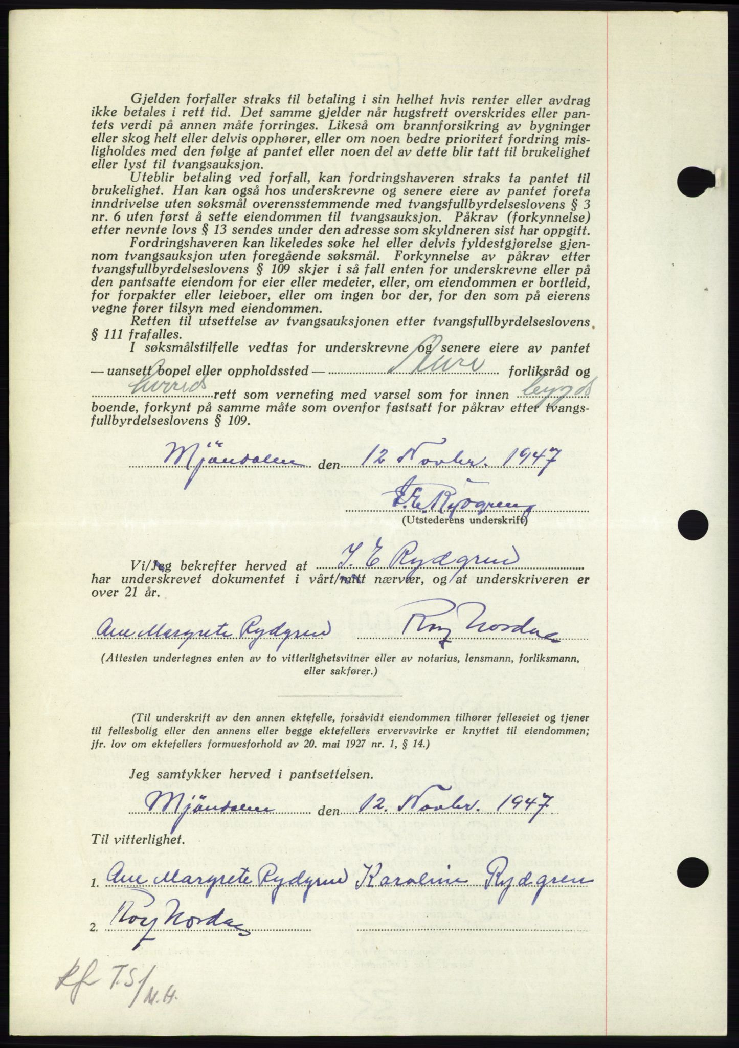 Nordmøre sorenskriveri, AV/SAT-A-4132/1/2/2Ca: Mortgage book no. B97, 1947-1948, Diary no: : 2765/1947