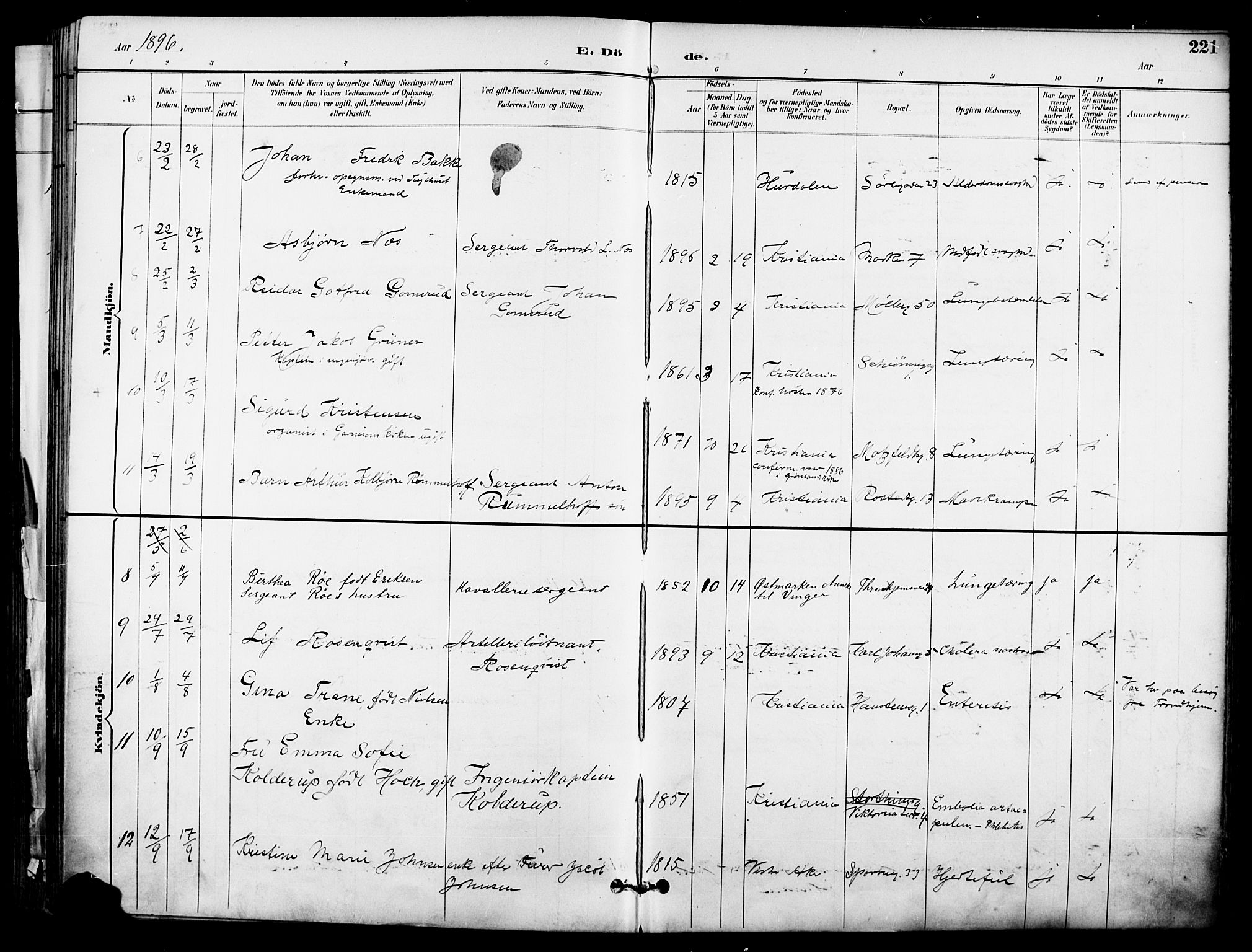 Garnisonsmenigheten Kirkebøker, SAO/A-10846/F/Fa/L0013: Parish register (official) no. 13, 1894-1904, p. 221