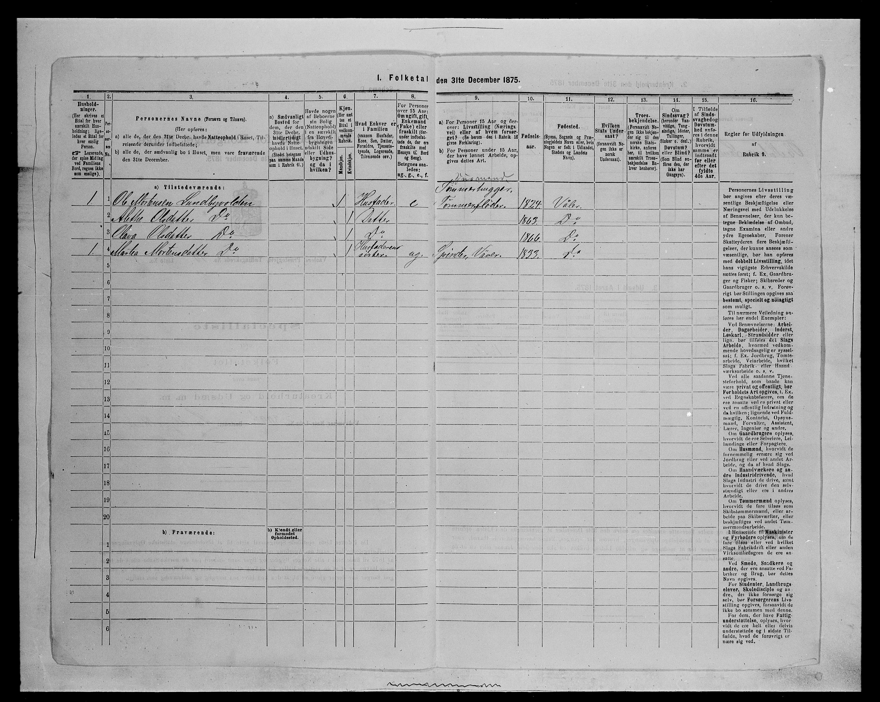 SAH, 1875 census for 0426P Våler parish (Hedmark), 1875, p. 1291