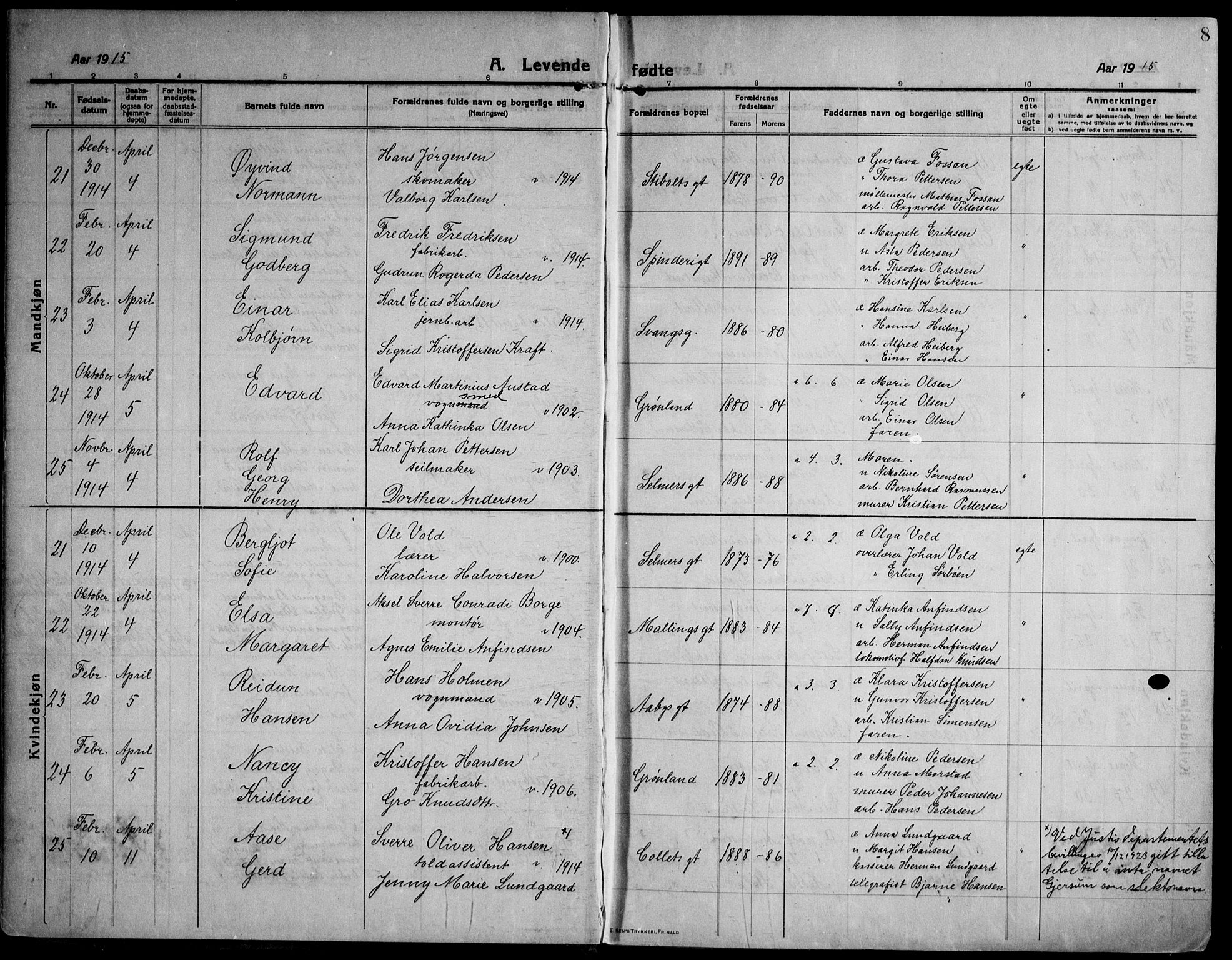 Strømsø kirkebøker, AV/SAKO-A-246/F/Fa/L0029: Parish register (official) no. I 27, 1915-1930, p. 8