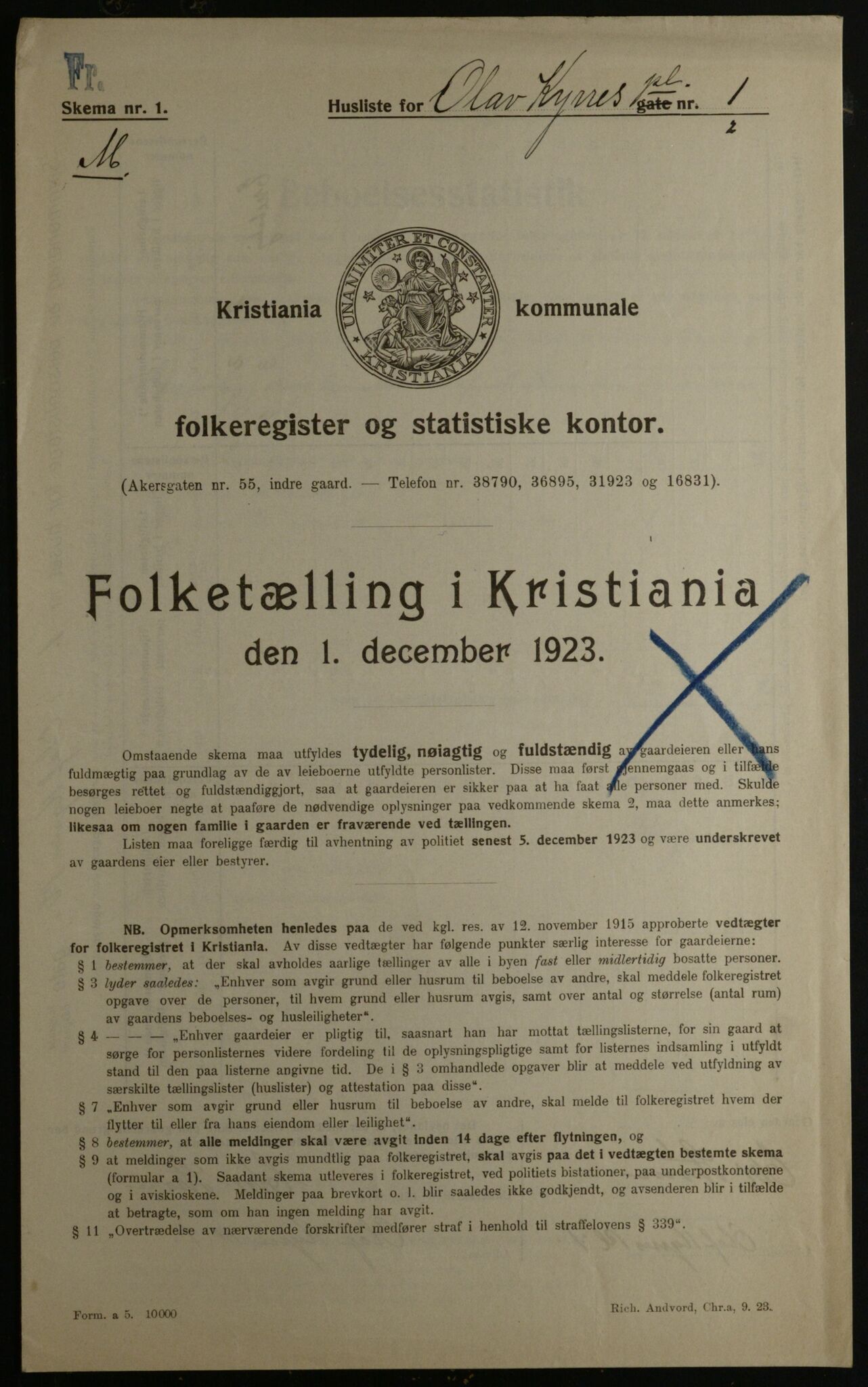 OBA, Municipal Census 1923 for Kristiania, 1923, p. 82806