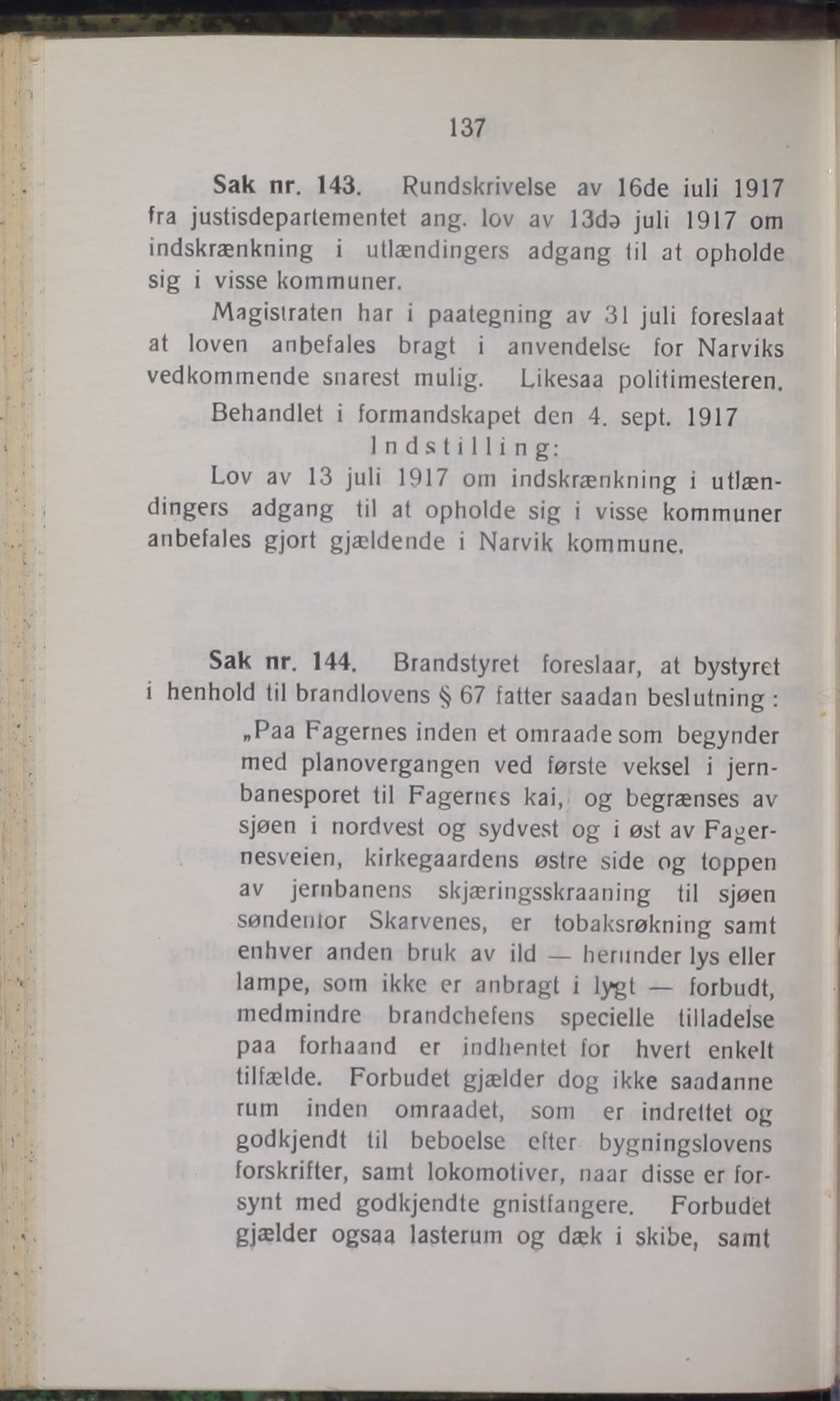 Narvik kommune. Formannskap , AIN/K-18050.150/A/Ab/L0007: Møtebok, 1917