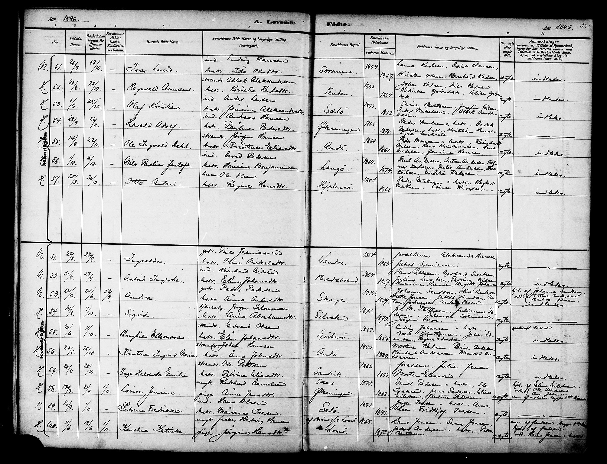 Ministerialprotokoller, klokkerbøker og fødselsregistre - Nordland, AV/SAT-A-1459/834/L0508: Parish register (official) no. 834A06, 1892-1901, p. 32
