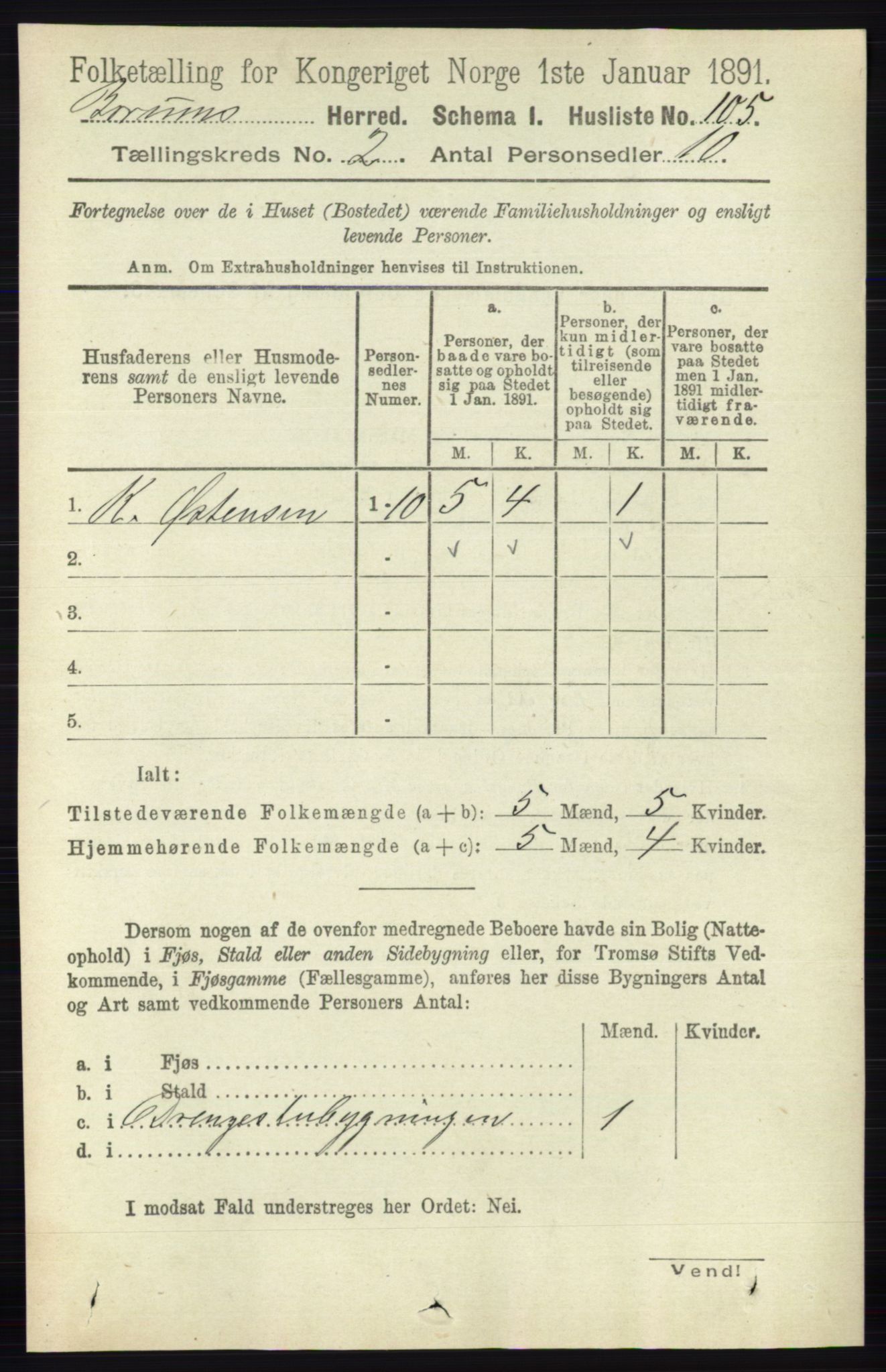 RA, 1891 census for 0219 Bærum, 1891, p. 1062